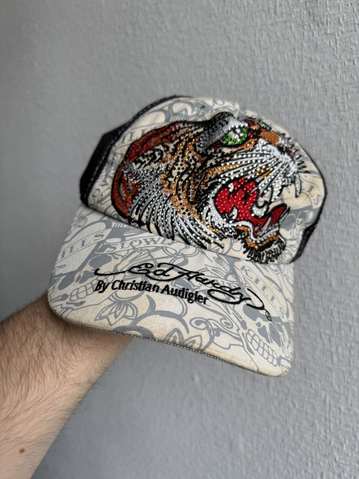 Ed Hardy × Vintage Ed Hardy Y2K BIG LOGO CAP TRUCKER HAT 00s | Grailed