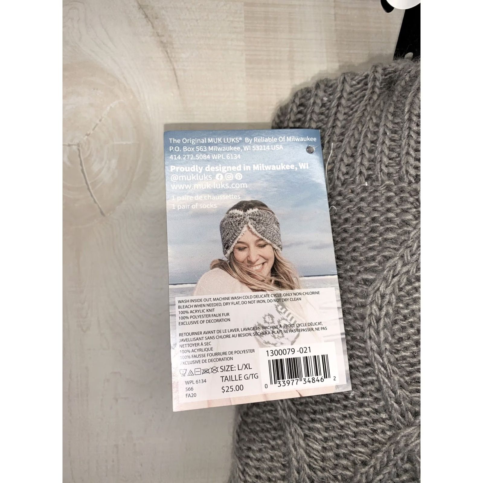 Vintage Muk Luks Womens Slipper Sock Grey Cable Knit Gripper Bottom XL 8-11 NWT-10529 Size 40" / US 18 - 4 Thumbnail