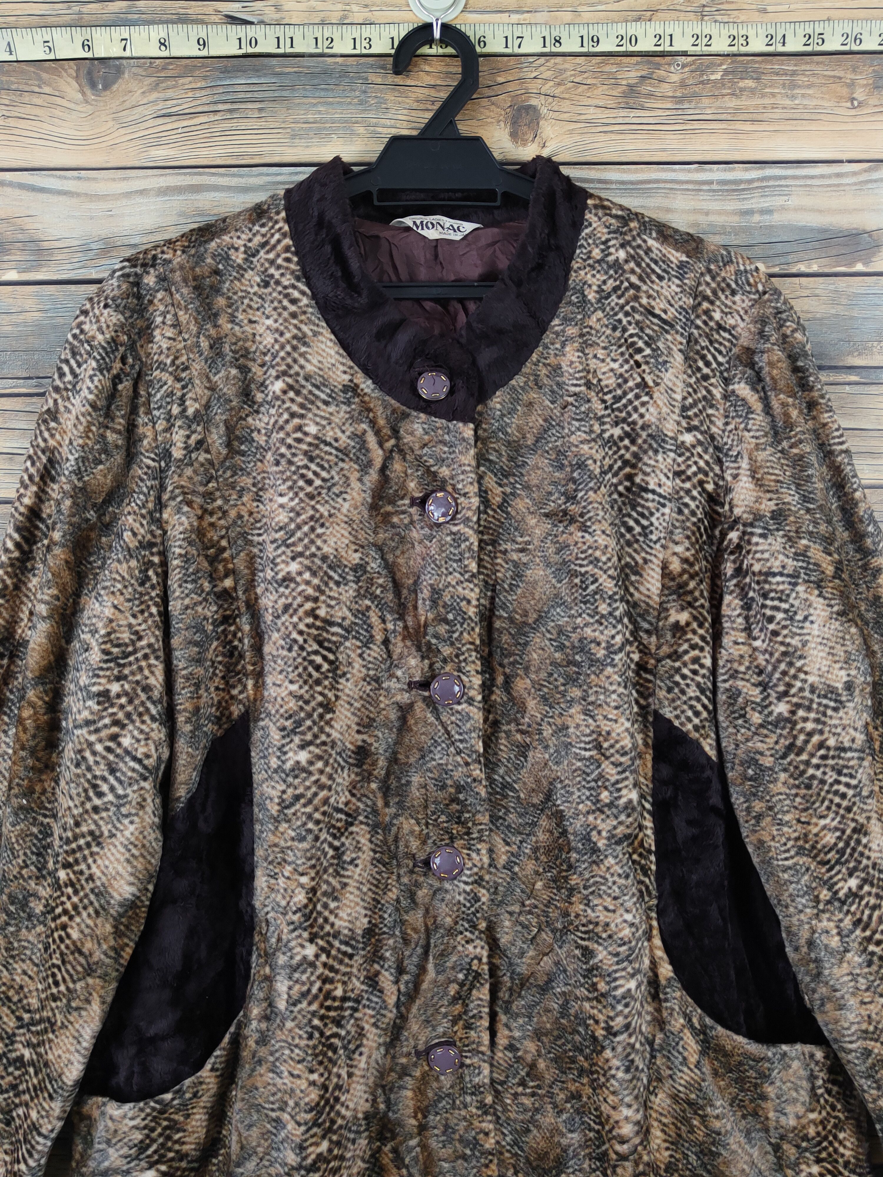 Japanese Brand × Vintage Avant Garde Fashion by Monac Dark Brown Fur Faux Cardigan Size L / US 10 / IT 46 - 2 Thumbnail