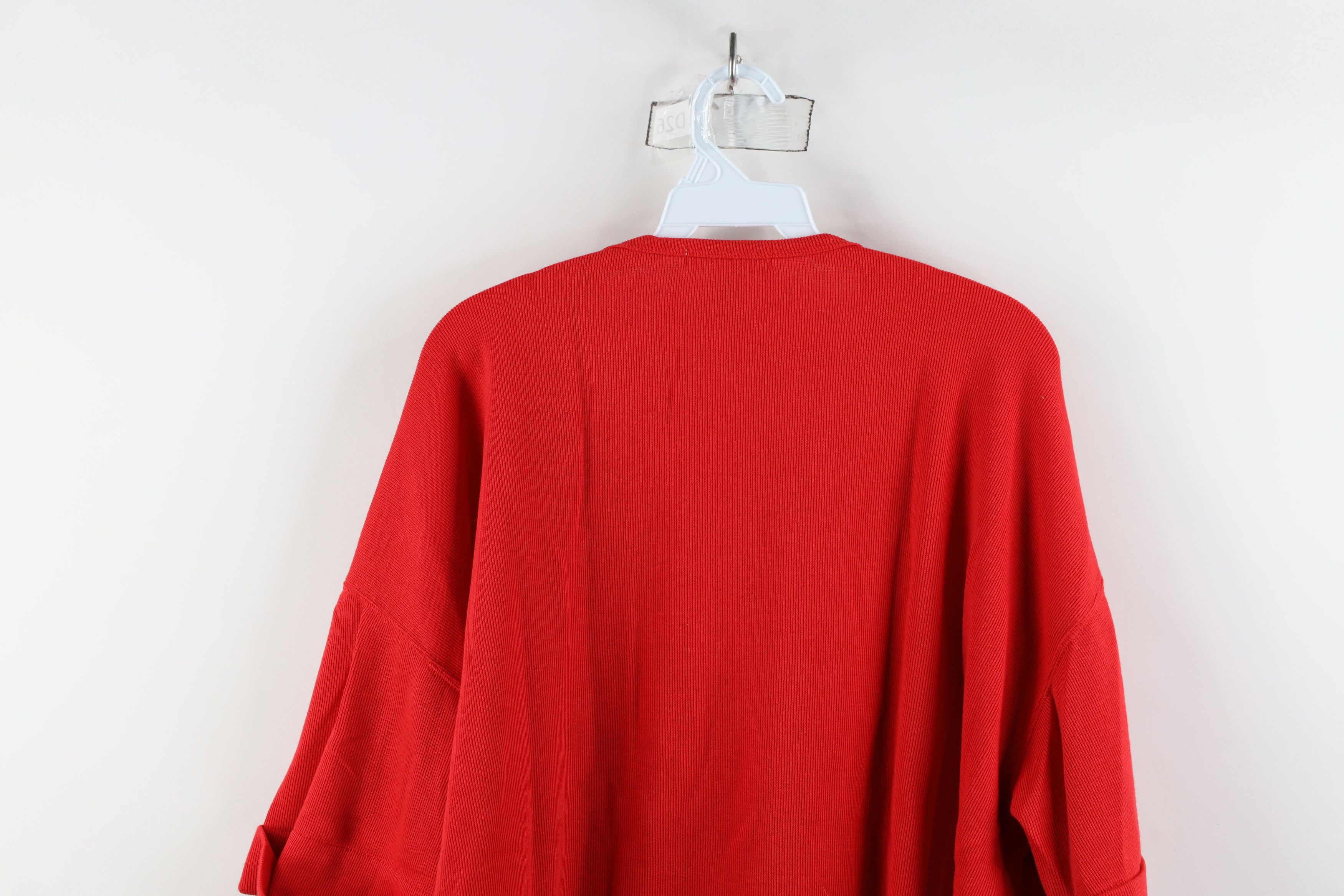 Express × Vintage Vintage 90s Express Baggy Thermal Ribbed Knit T-Shirt Red Size L / US 10 / IT 46 - 10 Thumbnail