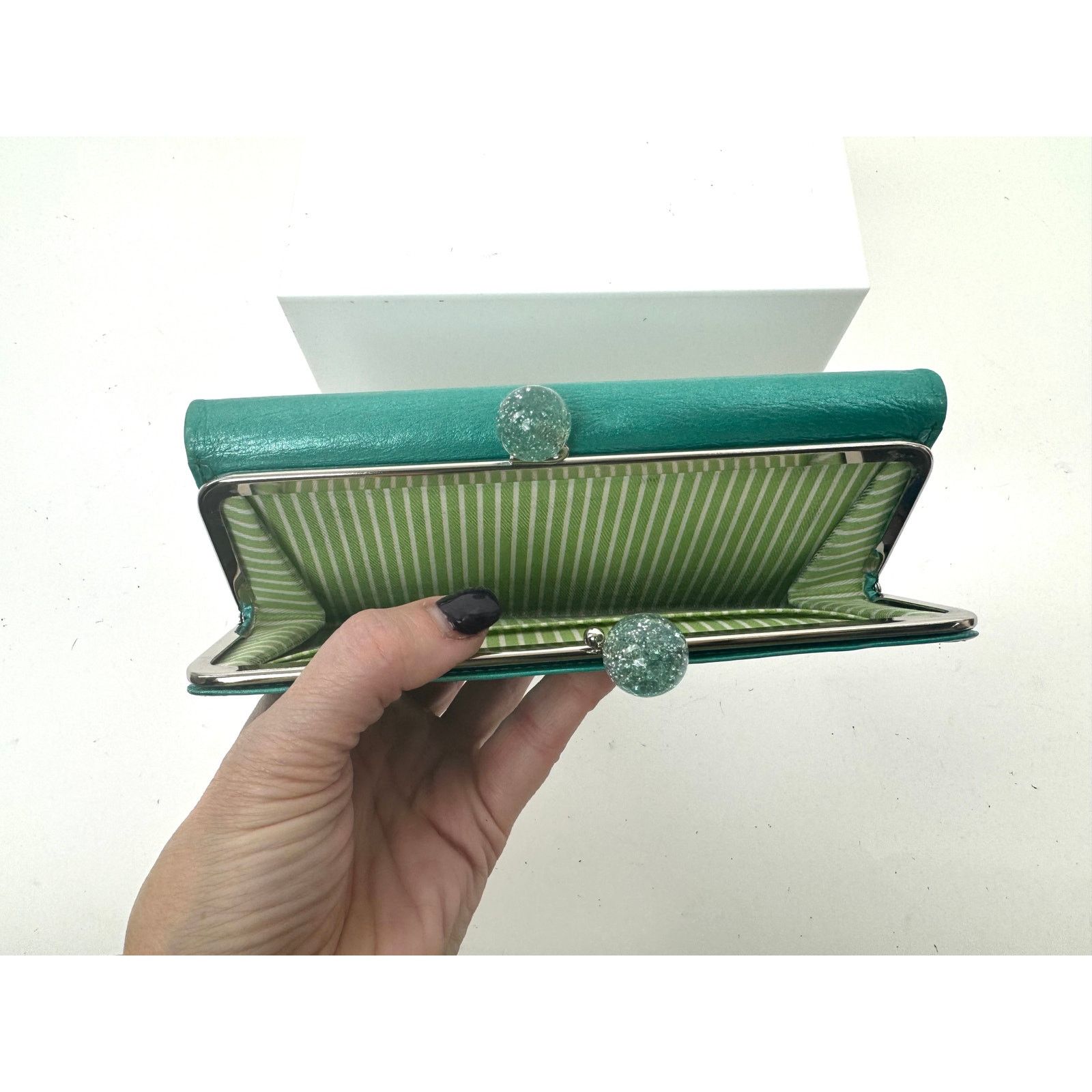Other Charles Jorudan Blue Green Leather Kiss Lock Snap Wallet Size ONE SIZE - 8 Thumbnail