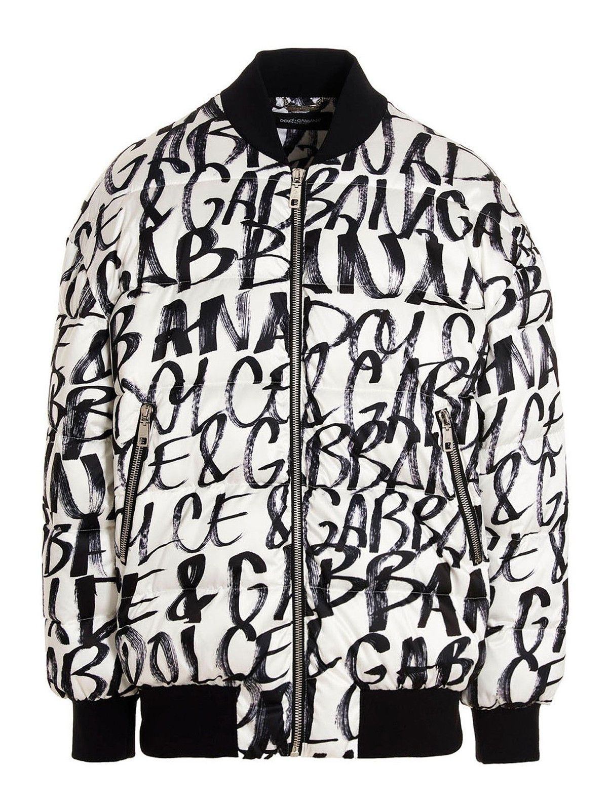 Dolce & Gabbana o1y0125 Bomber Jacket in White/Black Size US M / EU 48-50 / 2 - 1 Thumbnail