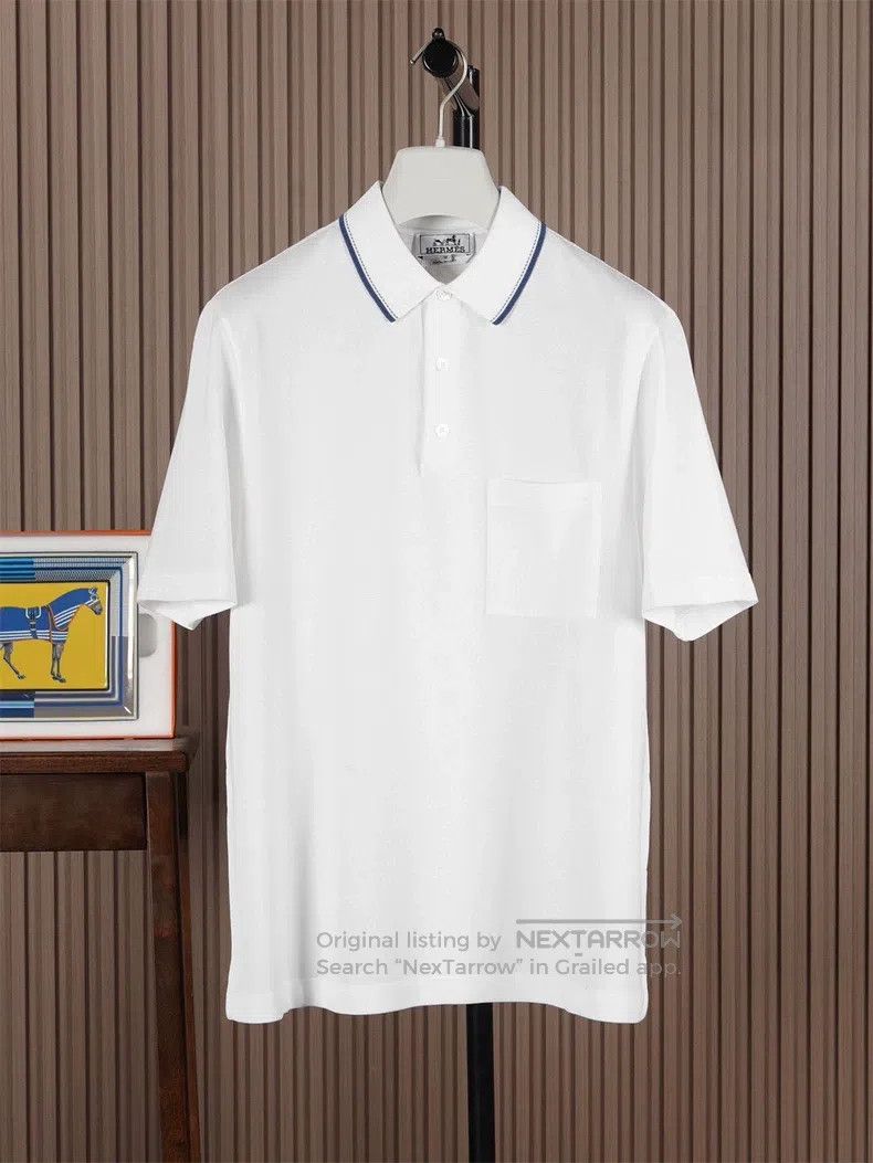 Hermes Hermes White Slim Fit Short Sleeve Polo Size US M / EU 48-50 / 2 - 1 Thumbnail