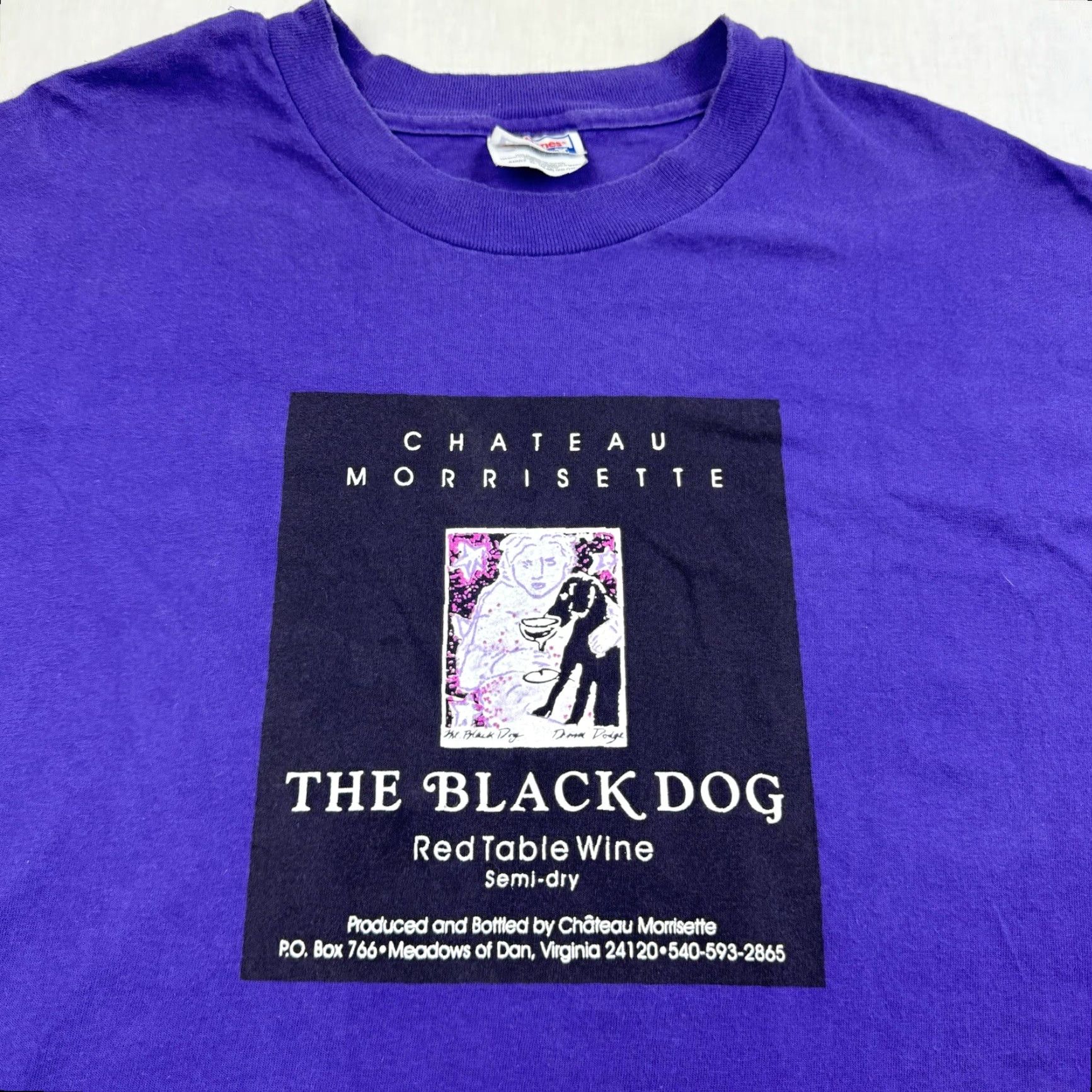 Hanes VINTAGE The Black Dog Red Wine Shirt Adult XL Purple 90s USA Hanes T-Shirt Mens Short Sleeve Crew Neck Size US XL / EU 56 / 4 - 2 Thumbnail