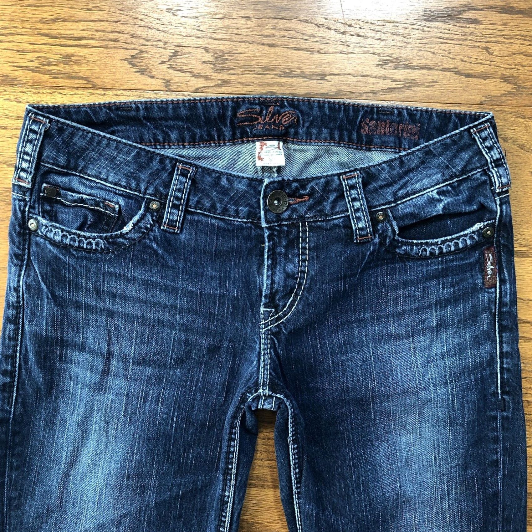 Silver Jeans Co. Silver Jeans Santorini Womens Jeans Straight Inseam 26 Blue Denim Stretch Medium Wash 5-Pocket Regular Fit Female Fashion Bohemian Modern Size 30" / US 8 / IT 44 - 4 Thumbnail