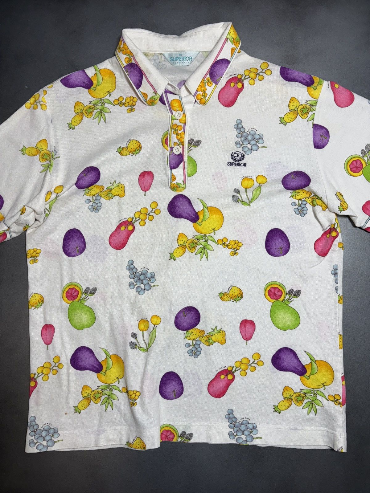 Vintage Vintage All Over Print Fruit Bowl Short Sleeve Polo Shirt Size US S / EU 44-46 / 1 - 8 Thumbnail