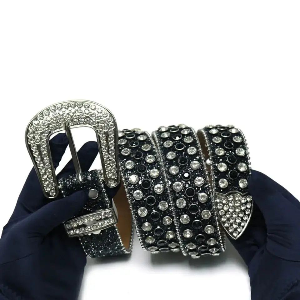 Japanese Brand × Vintage Black Cross Rhinestone Belt Size ONE SIZE - 2 Thumbnail