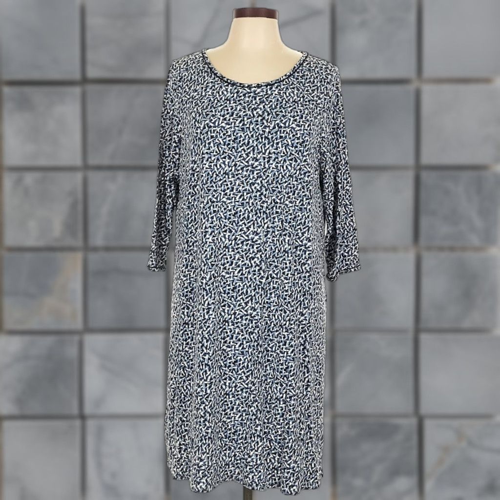 J. Jill J Jill Wearever Shift Dress S Petite SP Blue White Jersey Knit 3/4 Sleeve Travel Size S / US 4 / IT 40 - 1 Thumbnail