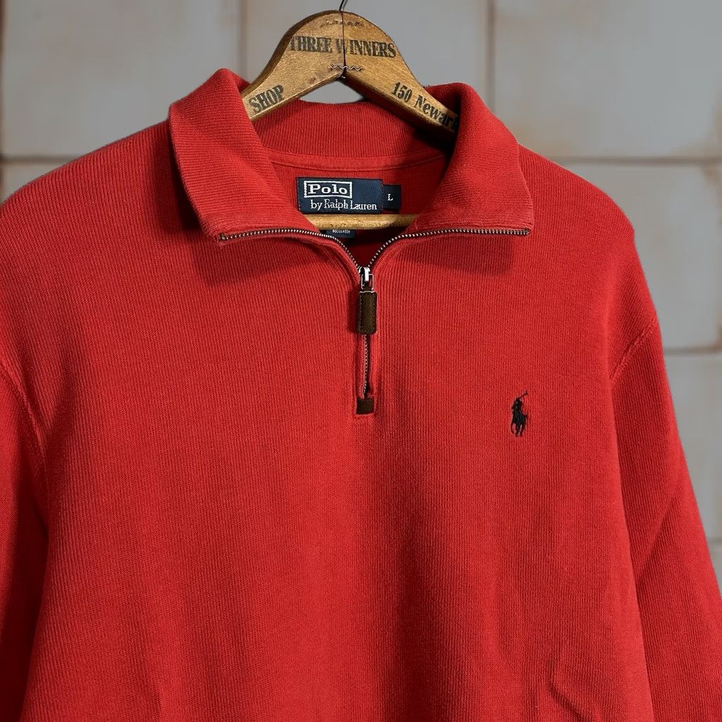 Polo Ralph Lauren VINTAGE Polo Ralph Lauren Red Quarter Zip Sweater Men’s L Solid Knit Logo Pullover 90s Preppy Mens Size US L / EU 52-54 / 3 - 1 Thumbnail