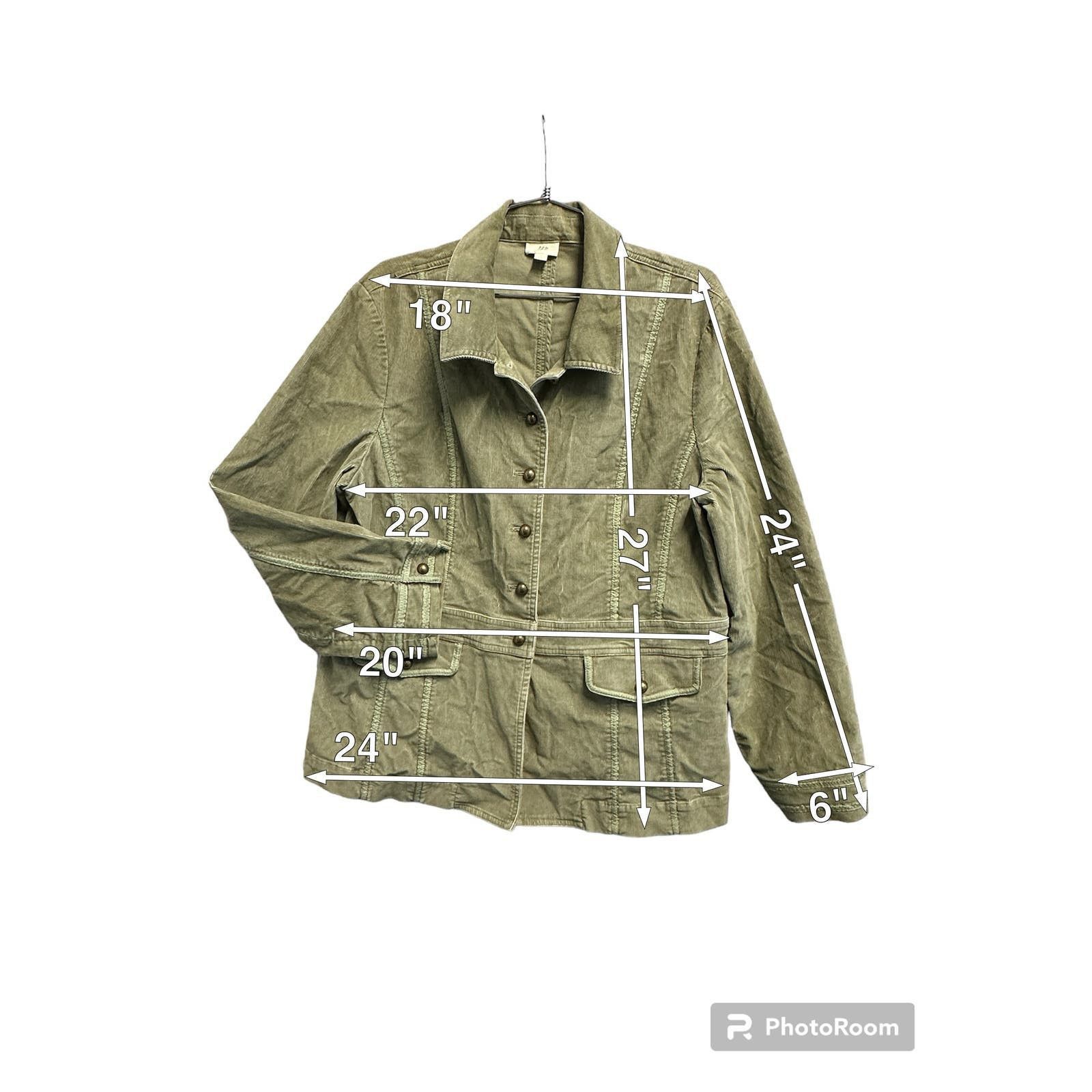 Designer J. Jill Corduroy Green Jacket women size L Size L / US 10 / IT 46 - 2 Thumbnail