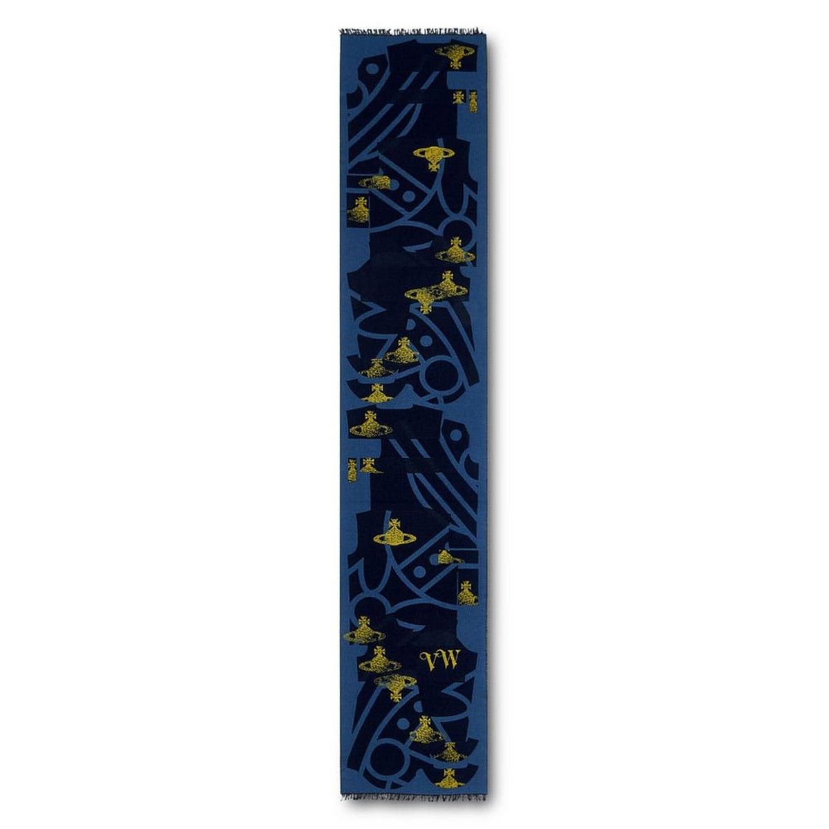 Vivienne Westwood VIVIENNE WESTWOOD blue polo orb logo motif wool scarf Size ONE SIZE - 1 Thumbnail