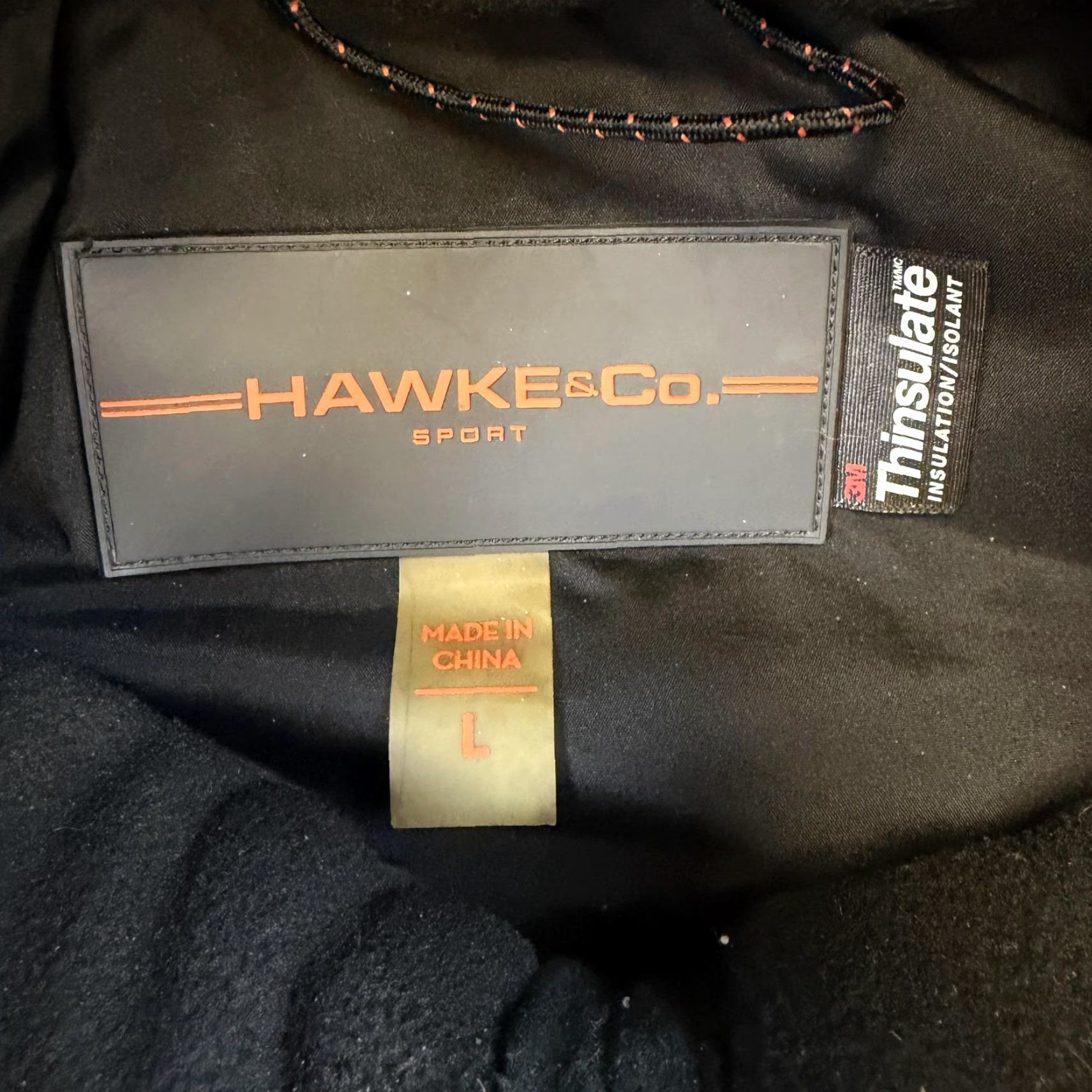 CO Hawke & Co Sport Jacket Mens Large Black Thinsulate Hooded Parka Water Resistant Size US L / EU 52-54 / 3 - 5 Thumbnail