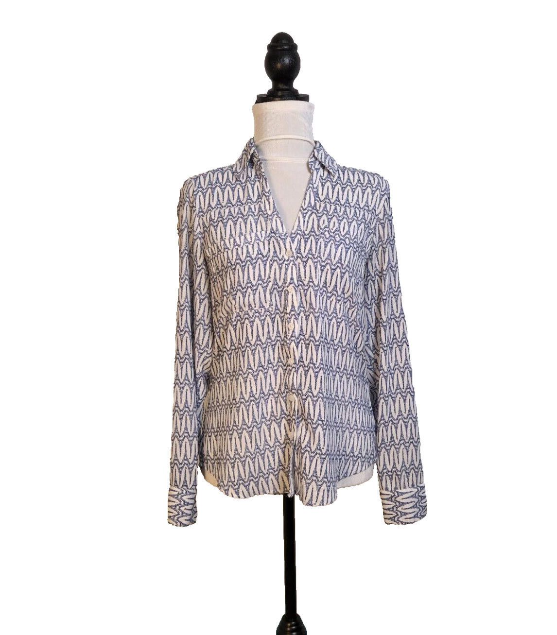 Express Express Portofino Size XS Blouse Eifel Tower Roll Tab Sleeve Size XS / US 0-2 / IT 36-38 - 1 Thumbnail