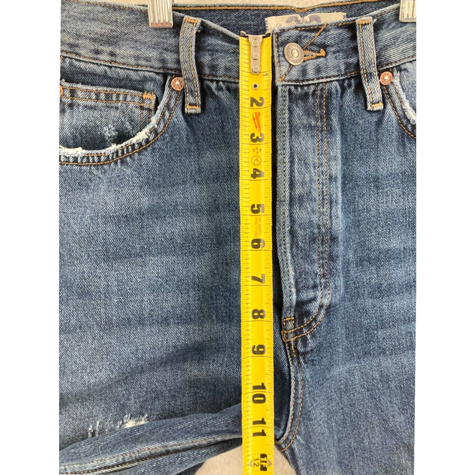 Vintage We The Free Blue Distressed Ripped Knee Women's Straight Leg Jeans Size 28 Size 28" / US 6 / IT 42 - 4 Thumbnail