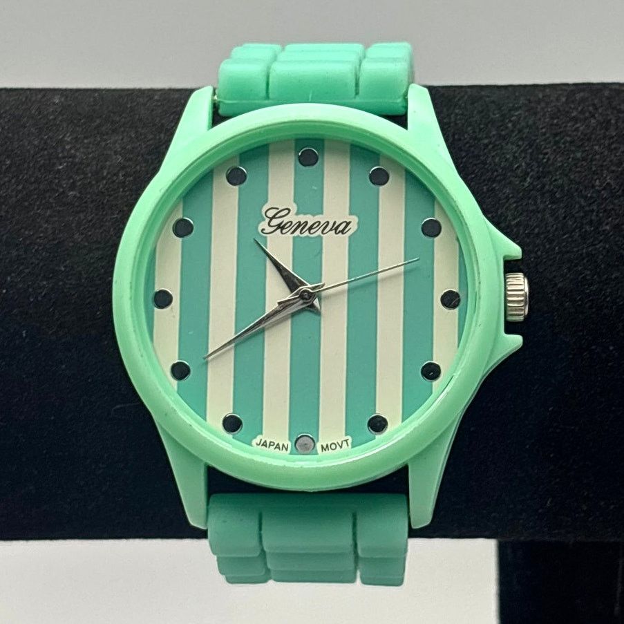 Geneva Striped Turquoise Men's Watch Size ONE SIZE - 1 Thumbnail