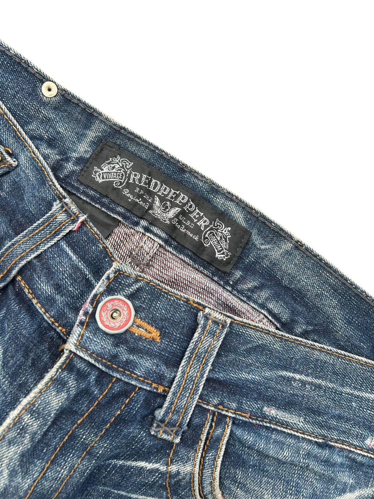 If Six Was Nine Flare Red Pepper Japanese Punk Bondage Distressed Denim Jean Size US 32 / EU 48 - 9 Thumbnail