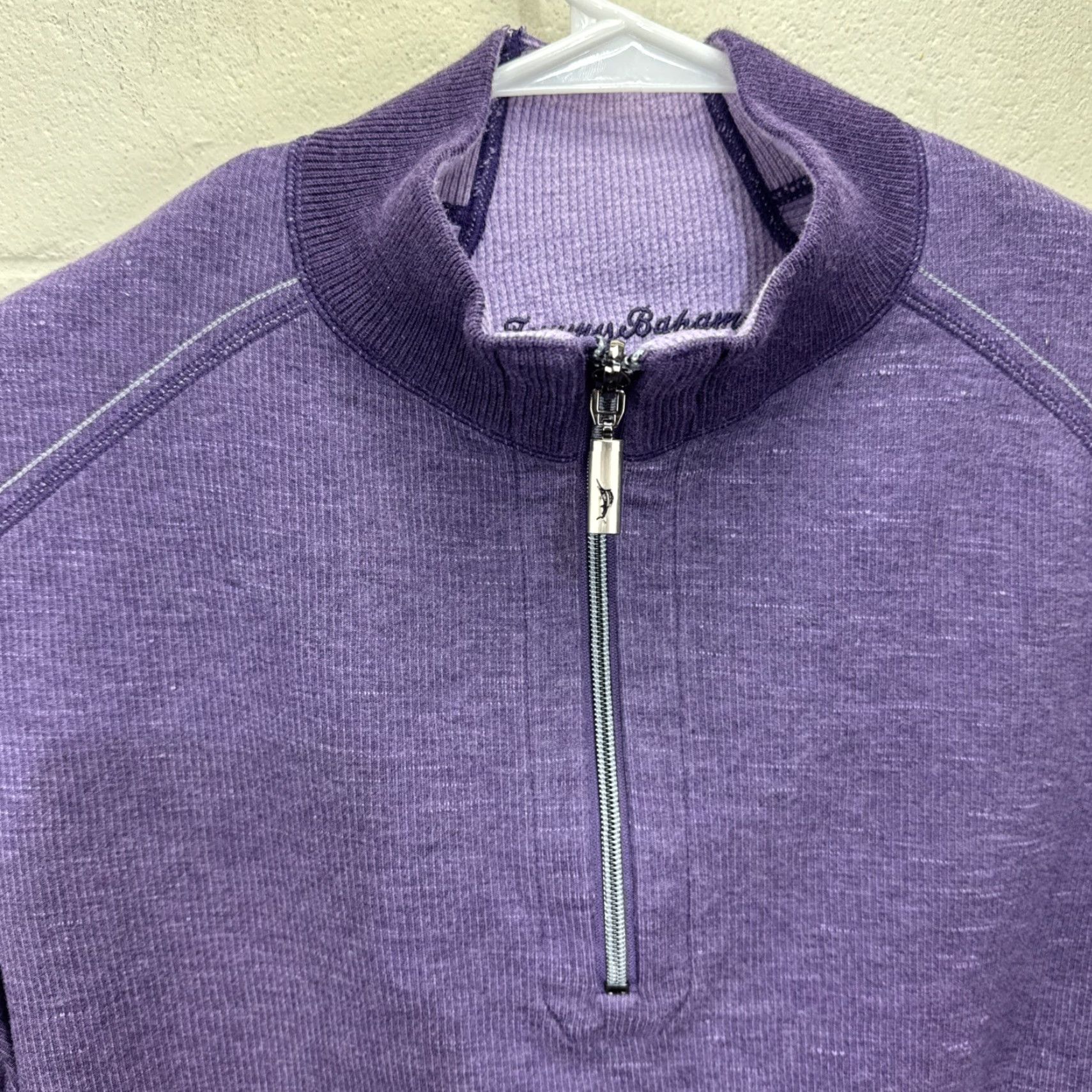 Tommy Bahama VINTAGE Tommy Bahama Men’s Sweater Knit Pullover 1/4 Zip Mock Neck Reversible Casual Outdoor Fall Winter Large Purple Gray Size US L / EU 52-54 / 3 - 3 Thumbnail