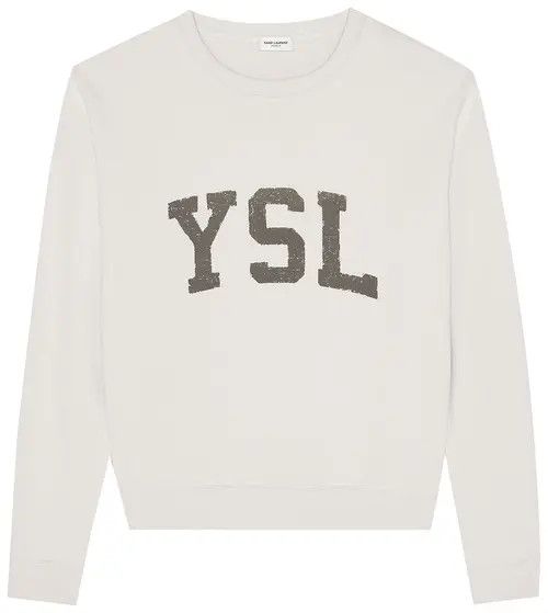 Saint Laurent Paris o1tp1o1224 Vintage Sweatshirt in Ecru Size US M / EU 48-50 / 2 - 1 Thumbnail