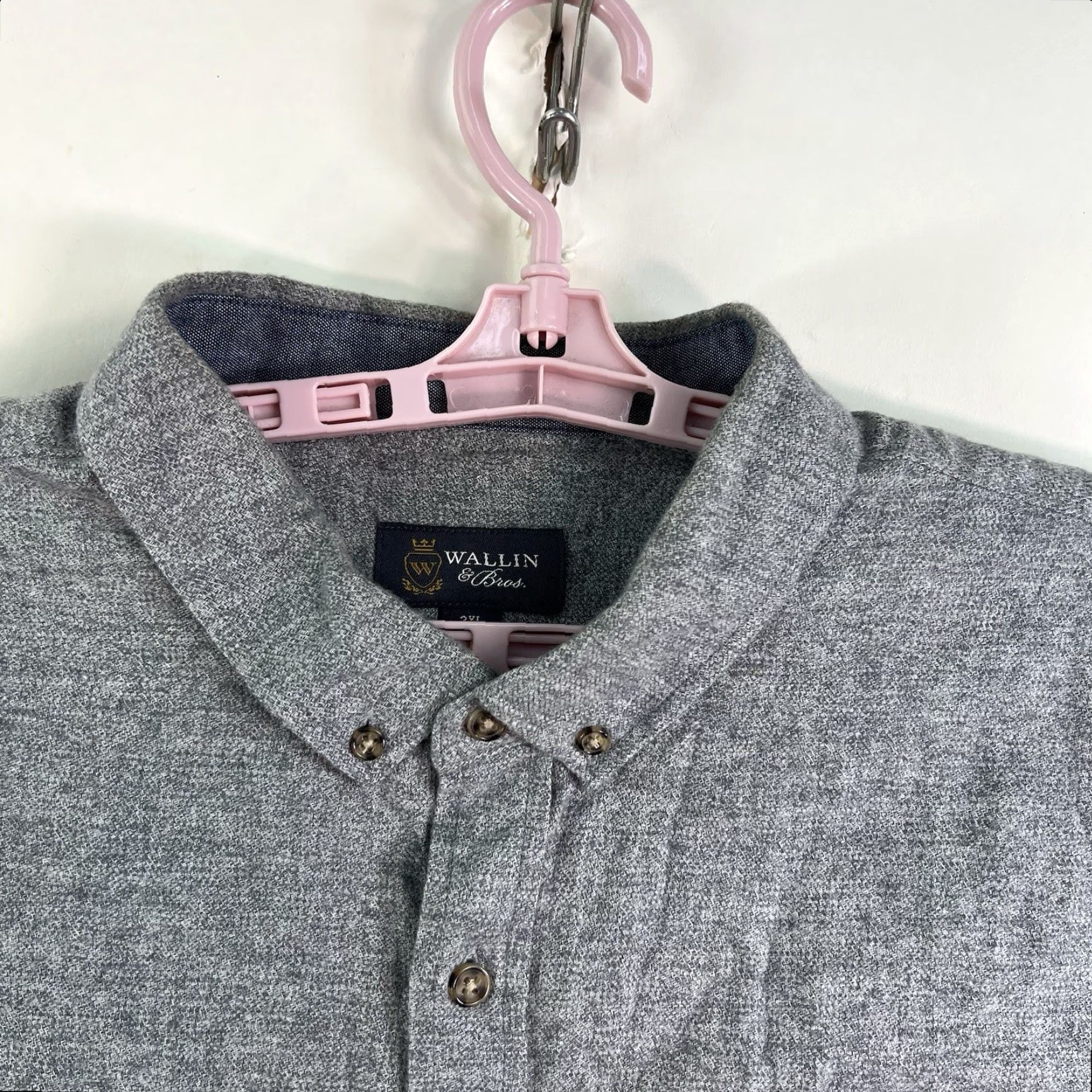 Vintage Wallin & Bros Shirt Men 2XL Gray Flannel Long Sleeve Button-Down Cotton Solid Mens Size US XXL / EU 58 / 5 - 4 Thumbnail