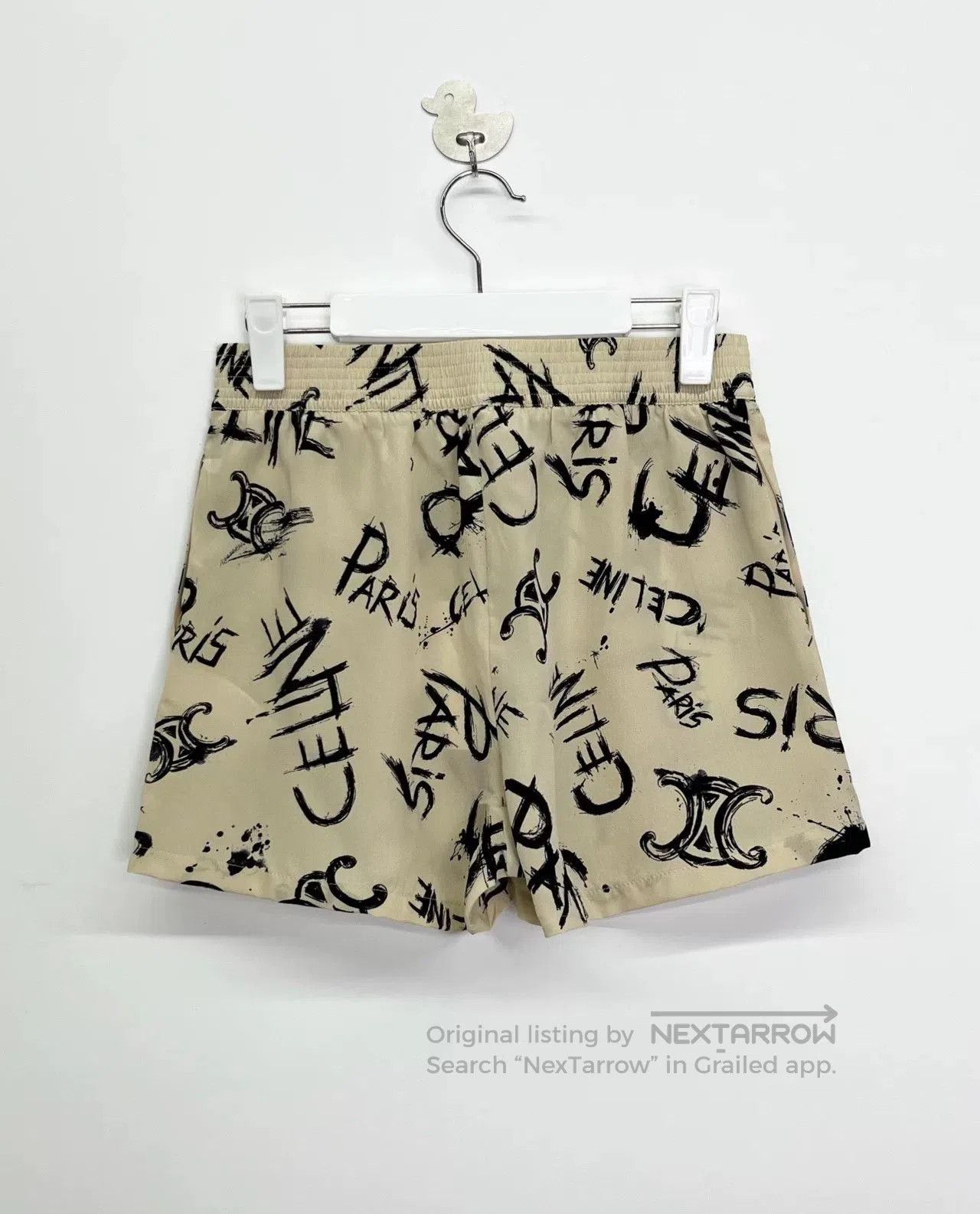Celine Celine Graffiti Triomphe Logo Silk Shorts. Size 35" - 1 Thumbnail