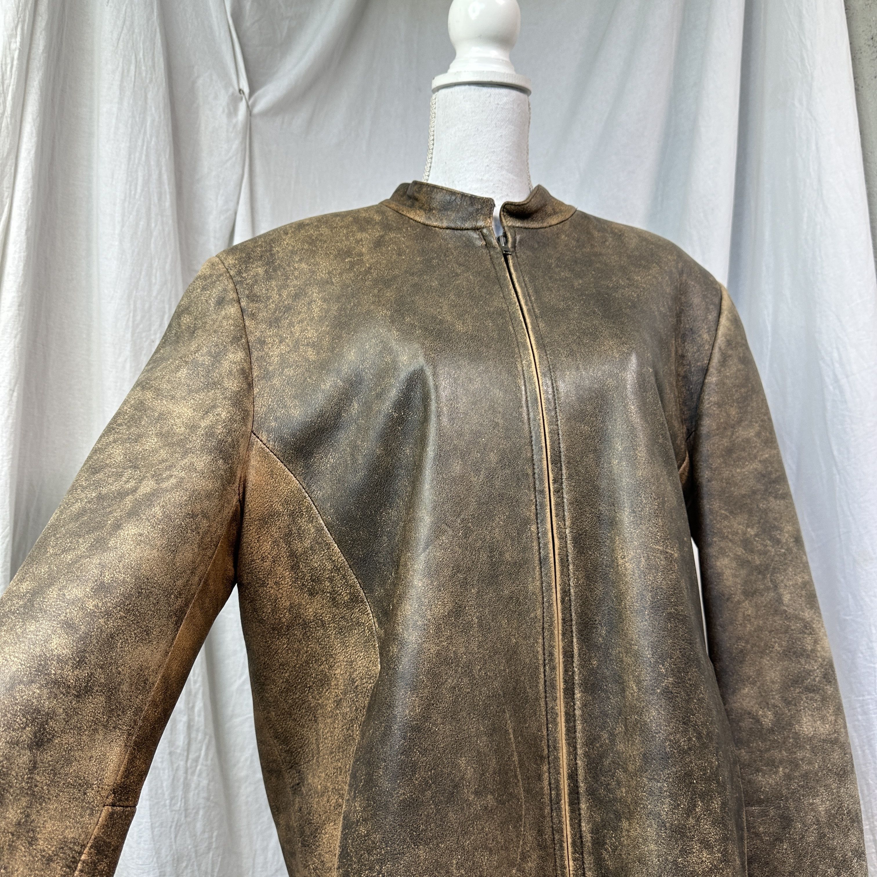 Vintage Vintage Leather Biker Moto Oversize Washed Jacket 00s Size US XL / EU 56 / 4 - 2 Thumbnail