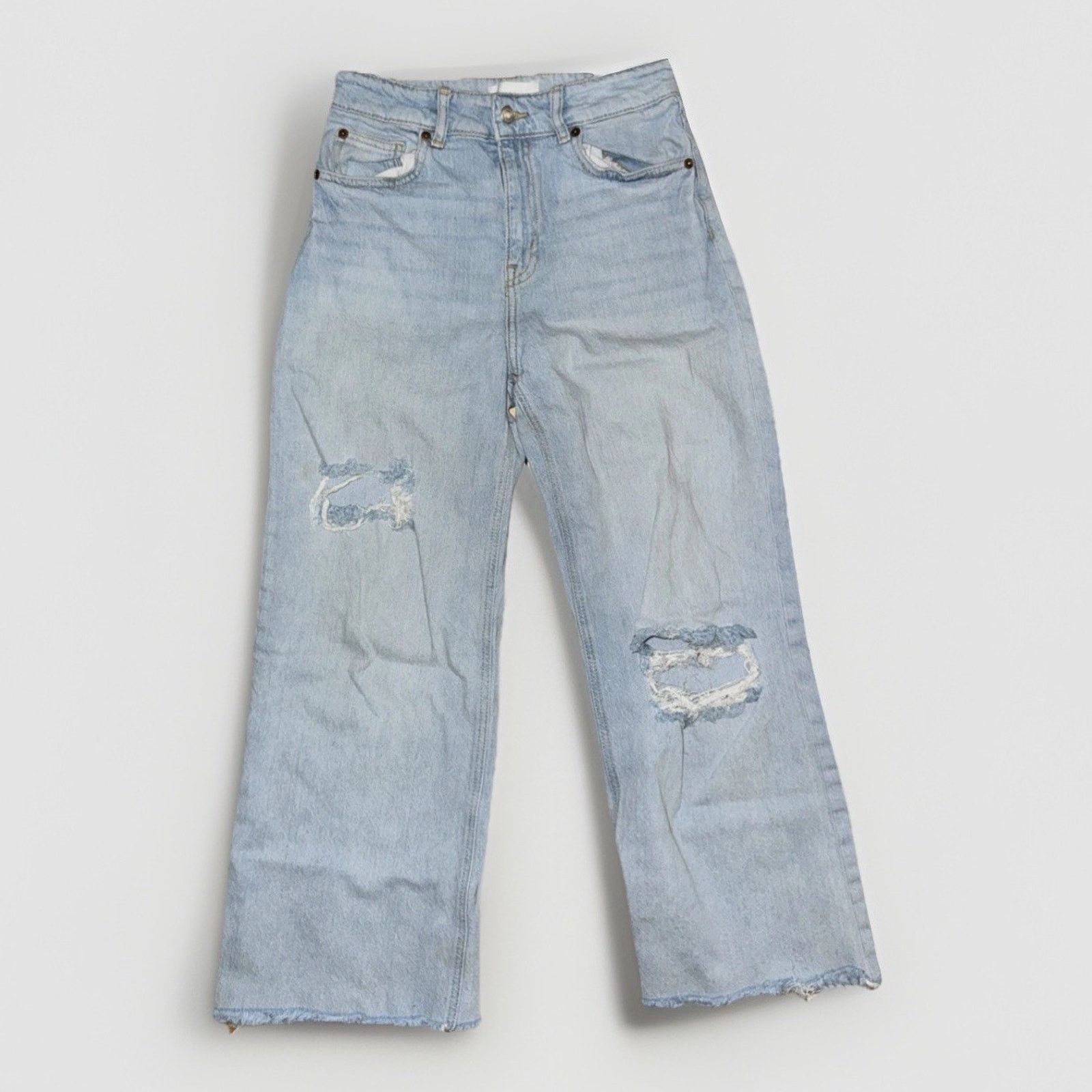 H&M Women’s H&M Ripped Baggy Jeans Light Blue Size 6 28x29 Y2K Size 28" / US 6 / IT 42 - 1 Thumbnail