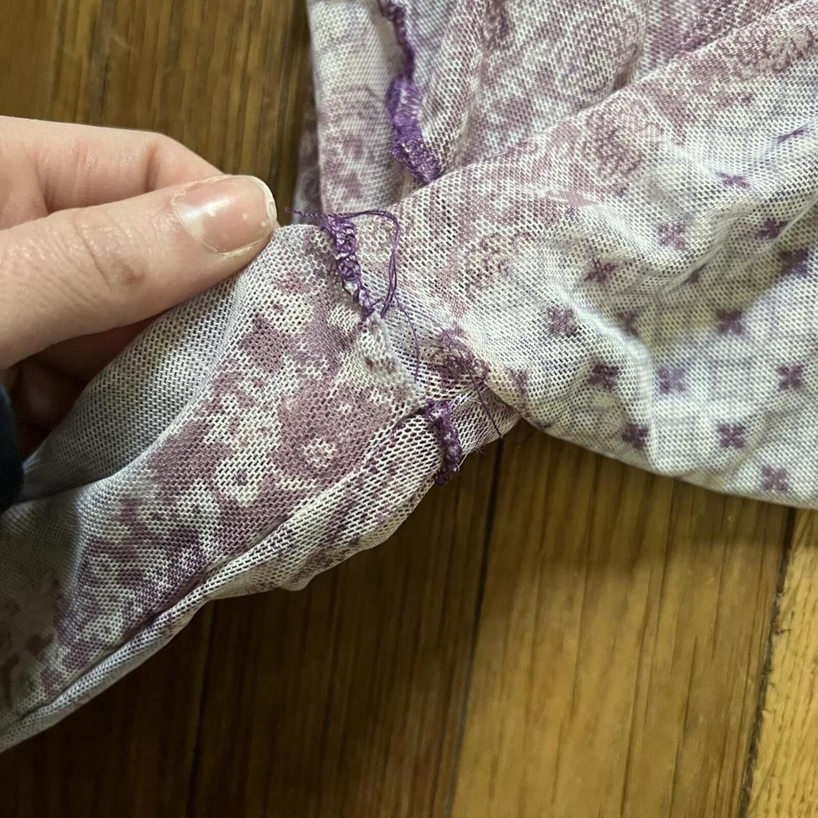 rue21 Purple and white paisley mesh bodysuit Size ONE SIZE - 5 Thumbnail