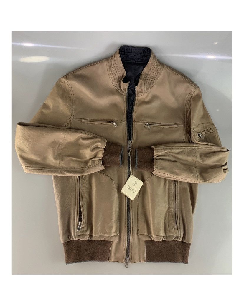 Brunello Cucinelli Brunello Cucinelli 🇮🇹 Napa leather reversible bomber L NWT Size US L / EU 52-54 / 3 - 7 Thumbnail