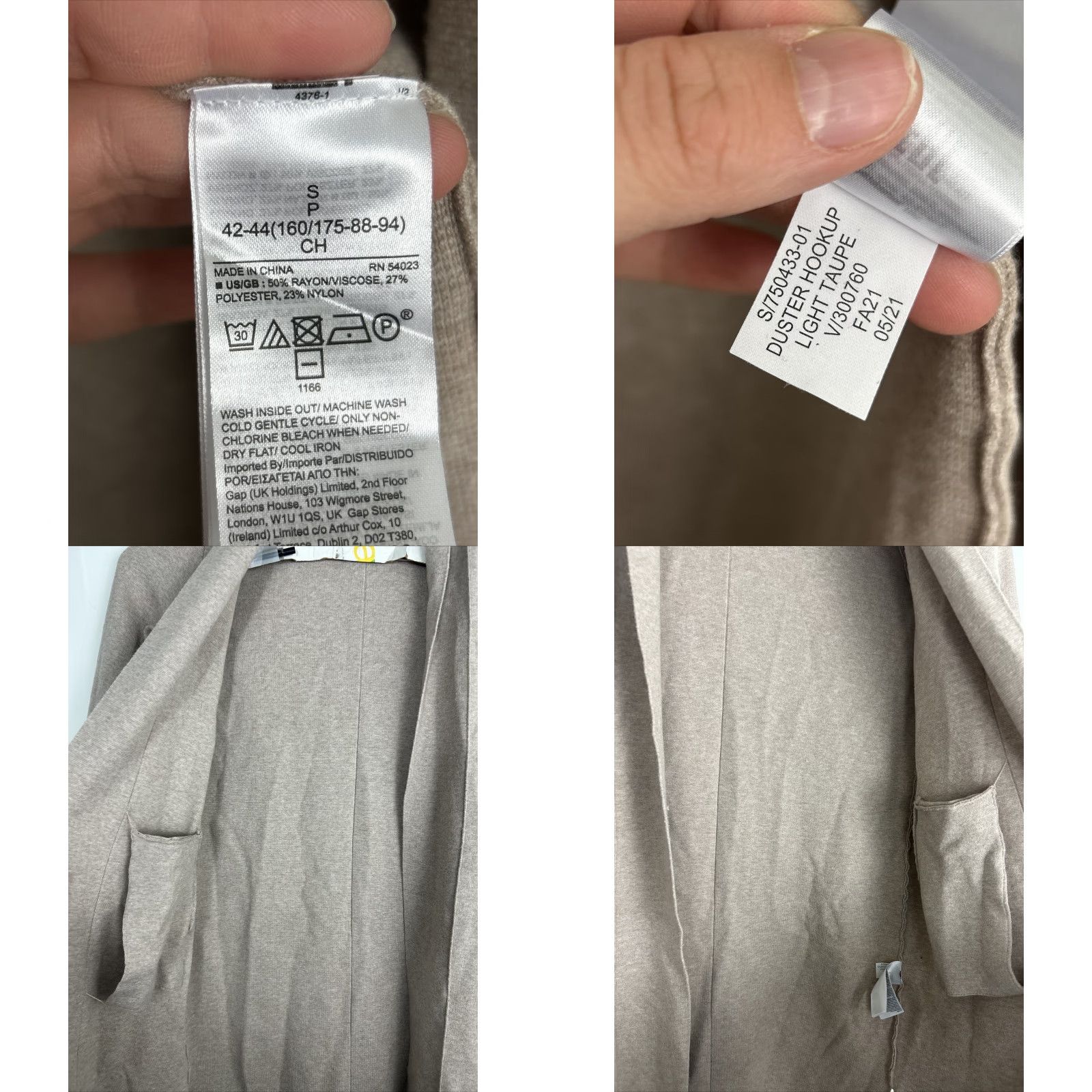 Banana Republic Banana Republic Cardigan Womens Small Open Duster Light Taupe Brown Nylon Polyester Viscose Long Sleeve sweaters Size S / US 4 / IT 40 - 8 Thumbnail