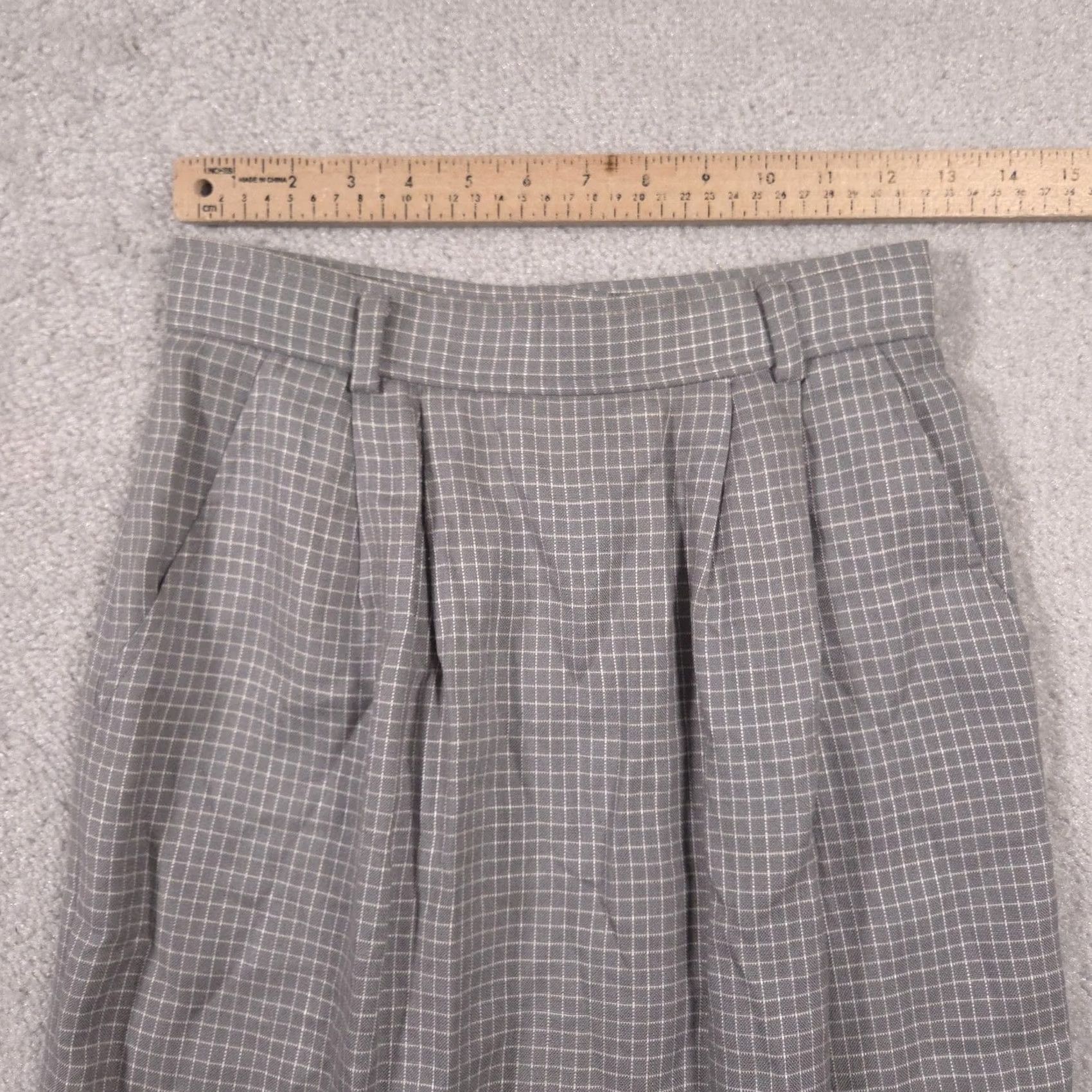 Evan Picone VINTAGE Evan Picone Petites Skirt Womens 4 Petite Gray Plaid Midi Career 80s Size 27" / US 4 / IT 40 - 6 Thumbnail