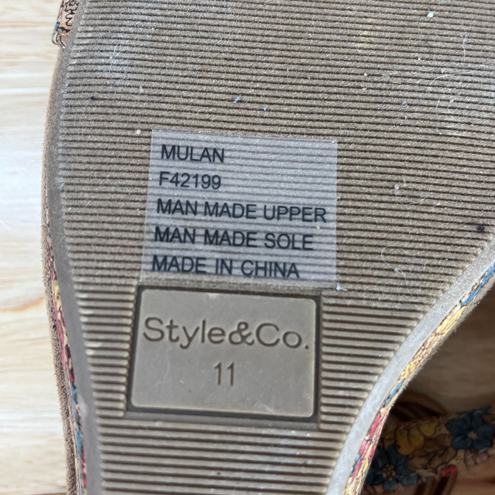 Other Style & Company Beige Floral T-Strap Wedge Slip On Slingback Size US 11 / IT 41 - 14 Thumbnail