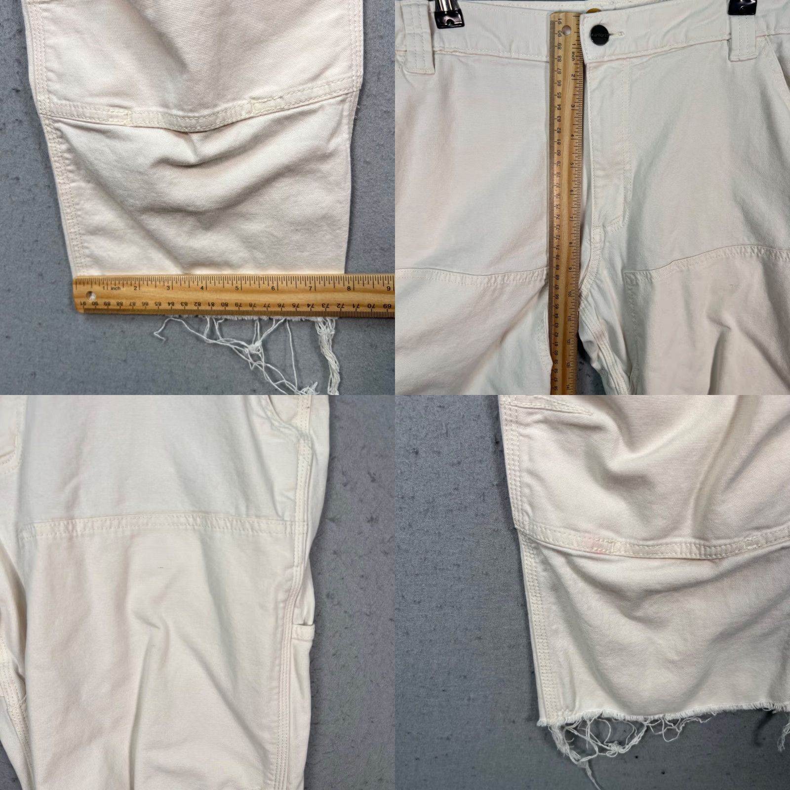 Carhartt VINTAGE Carhartt Relaxed Fit Pants Mens 36 x 25 Off-White Cotton Blend Frayed Hem Work Pants Size US 36 / EU 52 - 8 Thumbnail