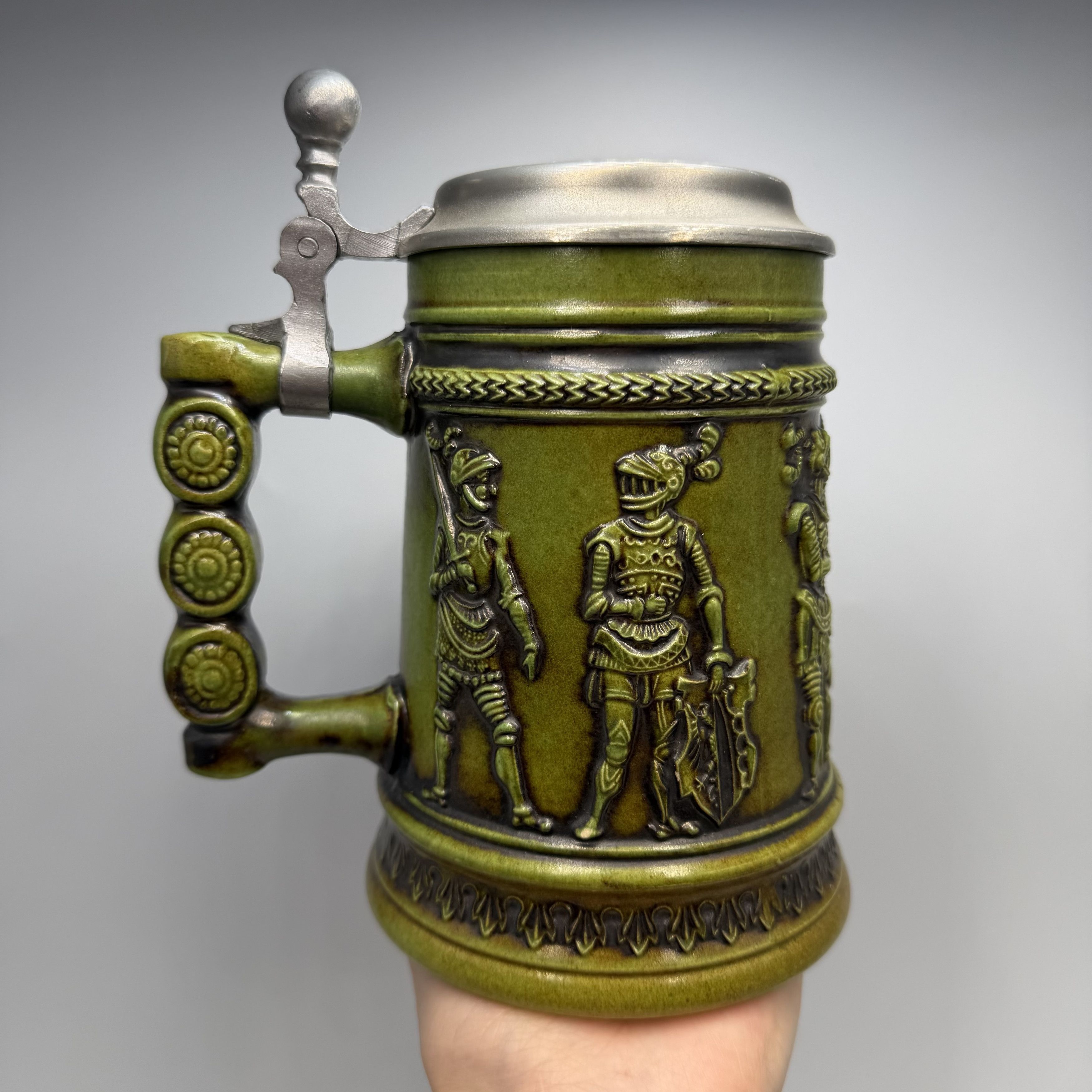 Vintage Vintage Gerz German Pewter Lid Medieval Knights Ceramic Mug Size ONE SIZE - 1 Thumbnail