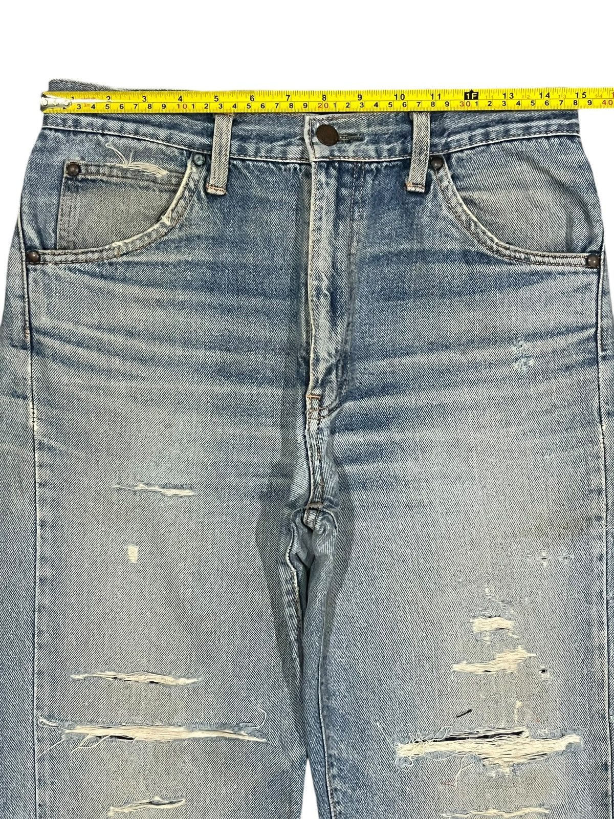 Edwin Vintage Japanese Brand Blue Washed Distressed Wide Leg Jeans Size US 30 / EU 46 - 12 Thumbnail