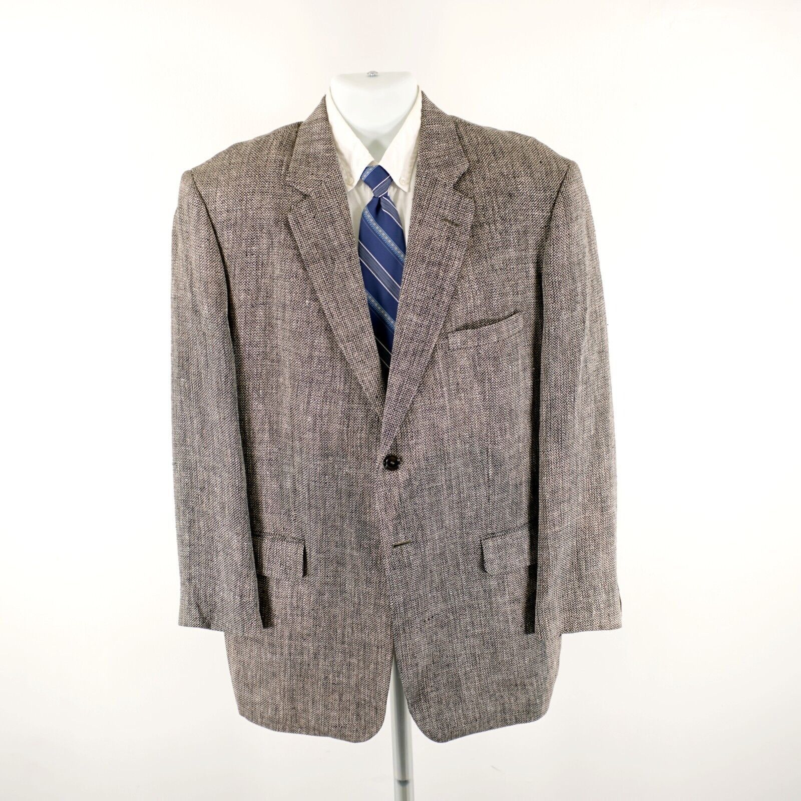 Stafford Stafford Tweed 100% Silk Black Tan White Spec 2 Button Sport Size ONE SIZE - 5 Thumbnail