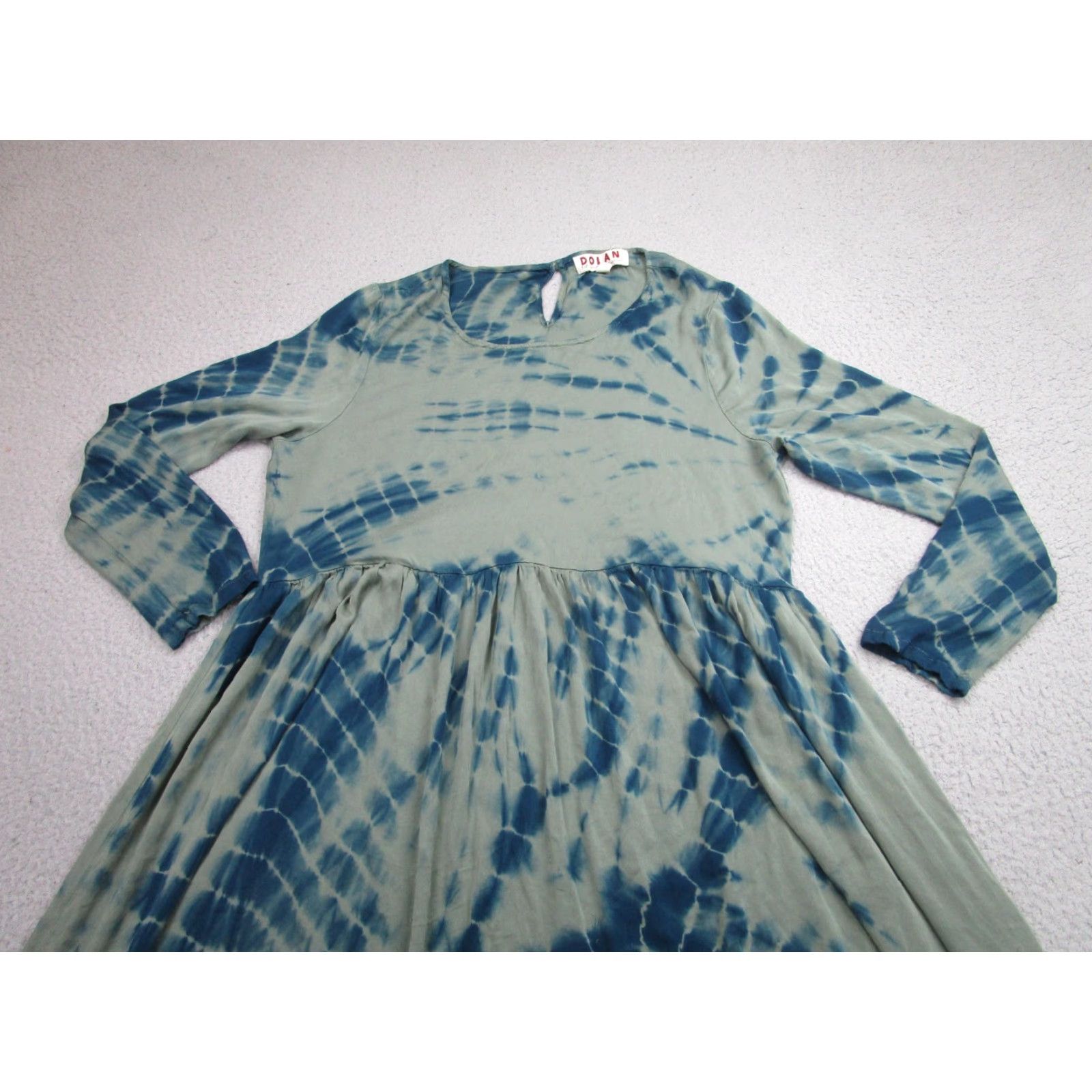 Vintage Dolan Left Coast Collection Dress Womens Large Green Blue Tie Dye Long Sleeve Size L / US 10 / IT 46 - 2 Thumbnail