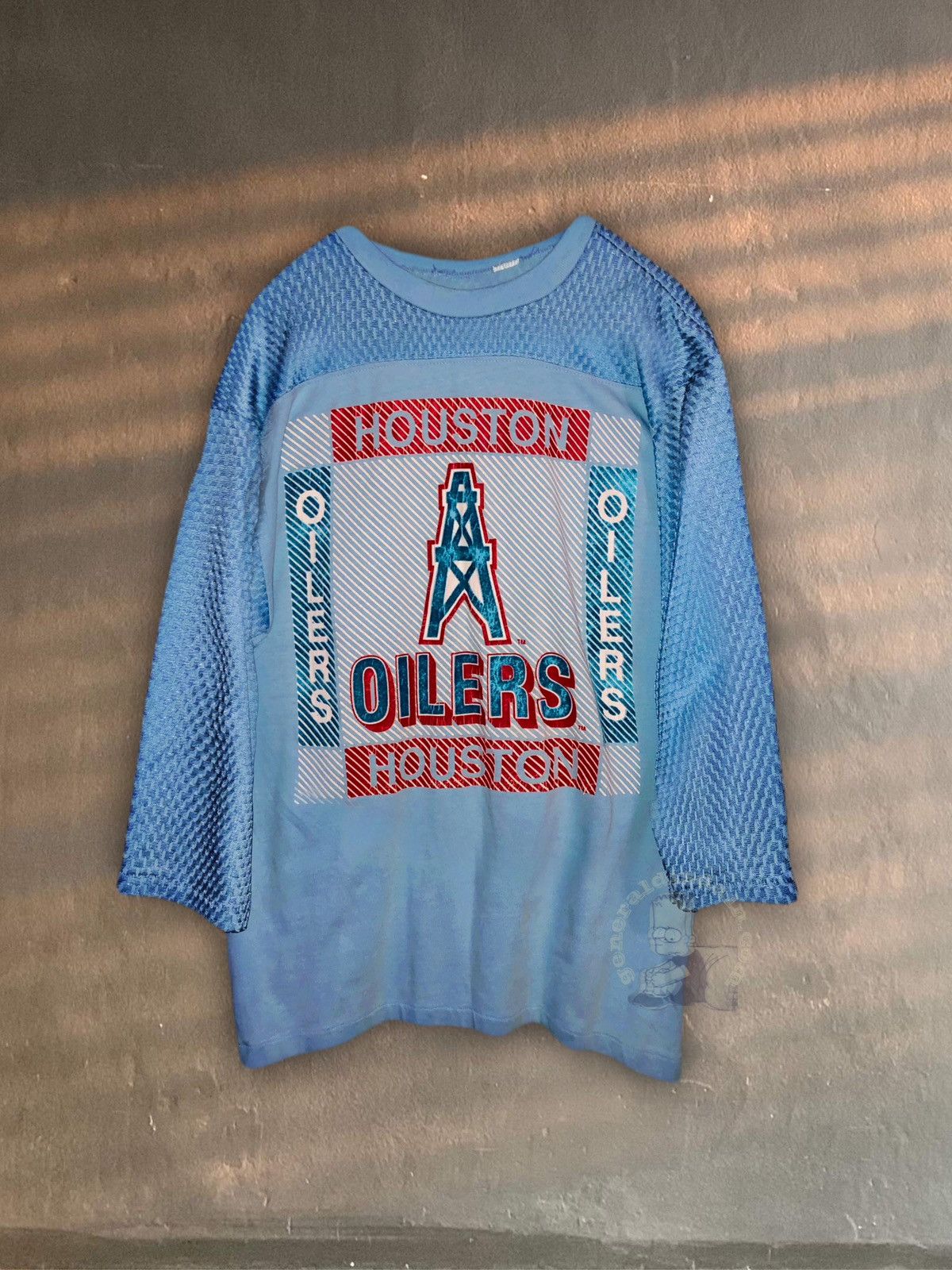 NFL Rare Vintage 1990s Houston Oilers mesh velvet jersey texas Size US L / EU 52-54 / 3 - 18 Thumbnail