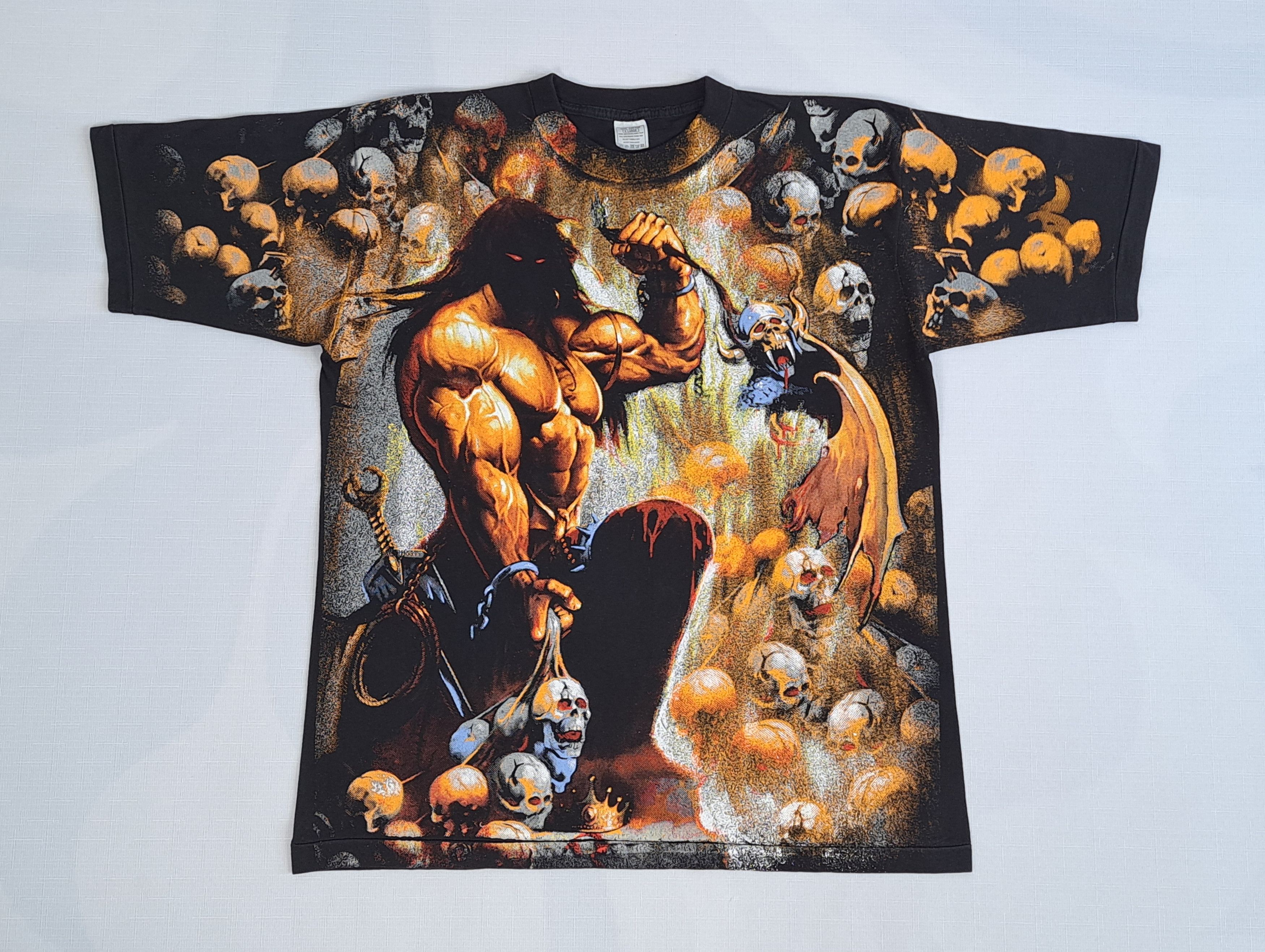 Band Tees Vintage 90s MANOWAR all-over print T-shirt. Size XL. Size US XL / EU 56 / 4 - 1 Thumbnail