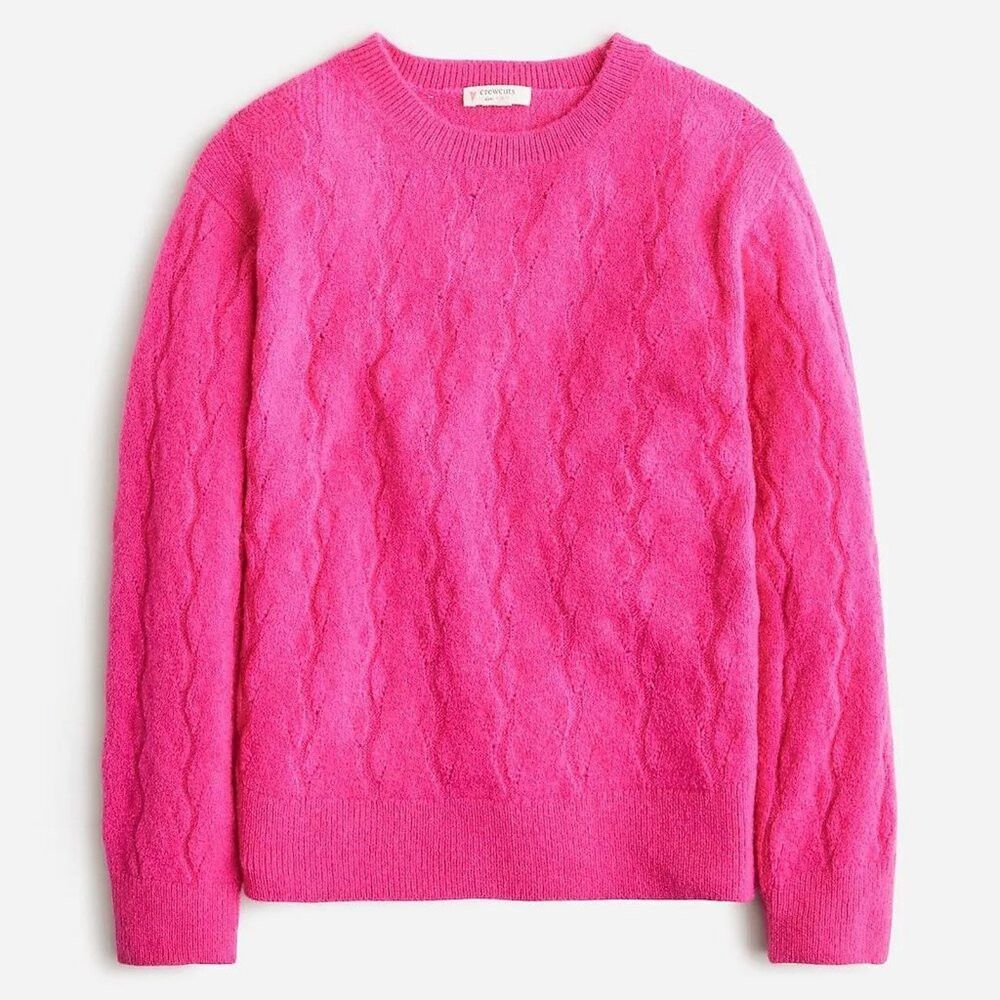 J.Crew NWT New J.Crew Supersoft Cable-Knit Wool Blend Pink Sweater Size XXS / US 00 / IT 34 - 1 Thumbnail
