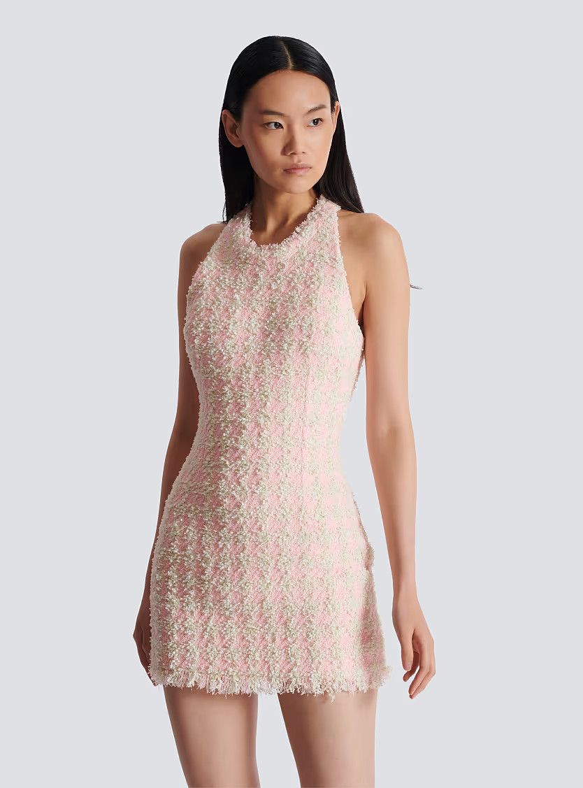 Balmain o1s1wg111225 Tweed Short Dress in Pink Size M / US 6-8 / IT 42-44 - 5 Thumbnail