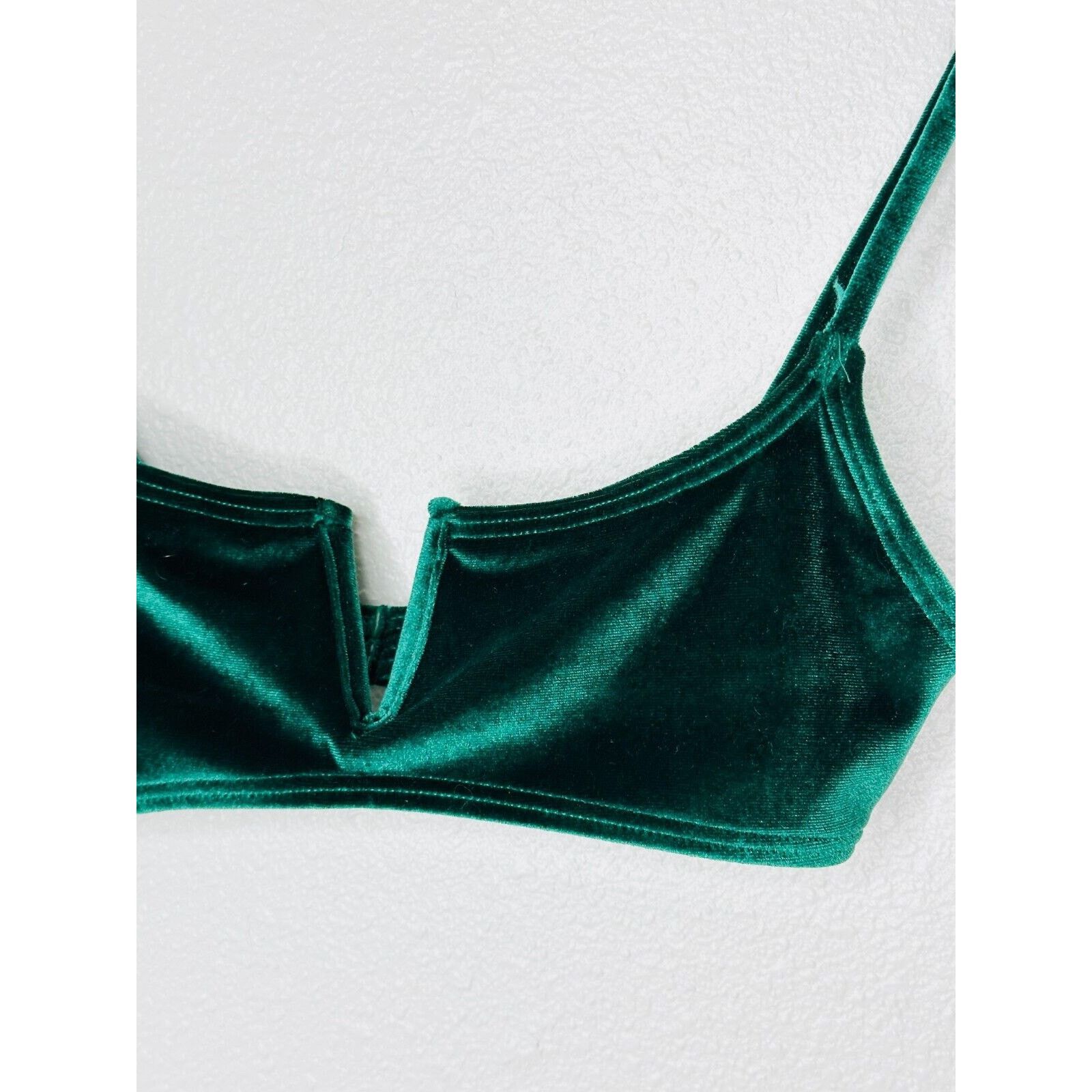 Other South Beach Green Velvet V-Cutout Bikini Top Gold Hardware 6 Size S / US 4 / IT 40 - 2 Thumbnail