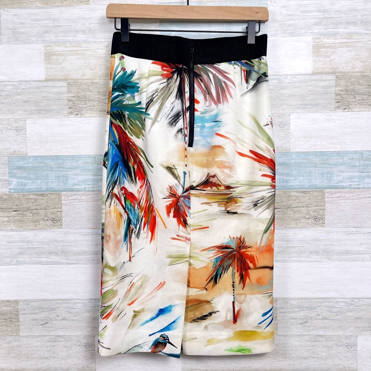 Other MILLY Watercolor Midi Scuba Skirt Beige Ribbed Womens 4 Size 27" / US 4 / IT 40 - 3 Thumbnail