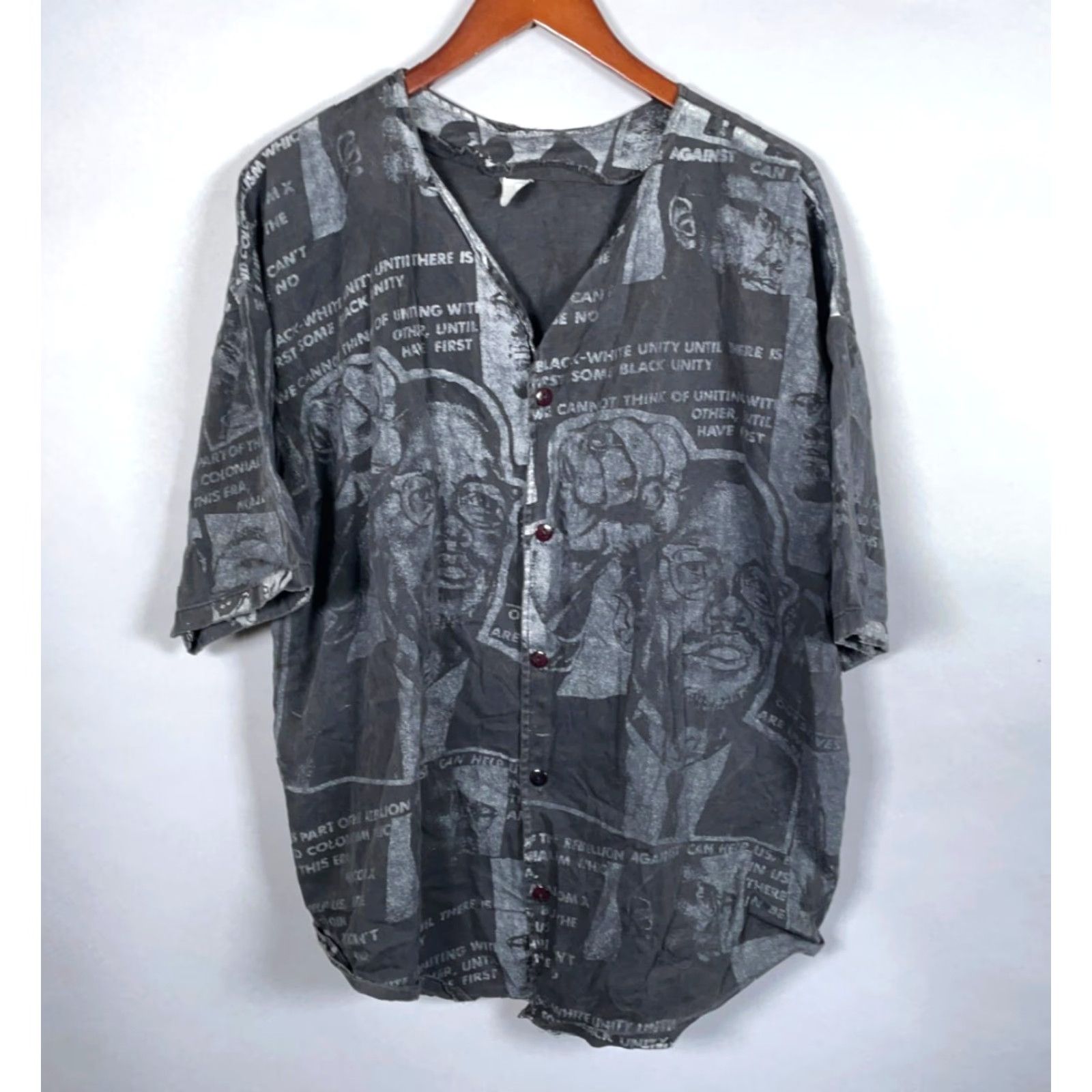 Vintage VINTAGE Malcolm X AOP Baseball Jersey T-Shirt XL Black Men Short Sleeve Crew Neck 90s Hip Hop Retro Single Stitch Cotton Size US XL / EU 56 / 4 - 2 Thumbnail