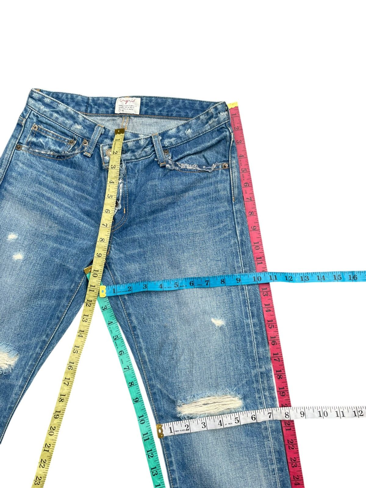 Japanese Brand Ungrid Distresed Selvedge Jeans Size 29" - 15 Thumbnail