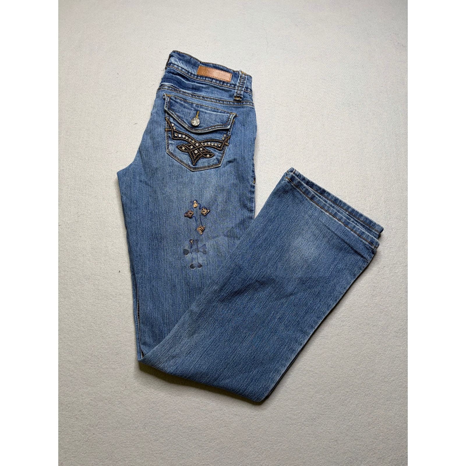 Southpole Southpole Women’s Distressed Flare Jeans Denim Y2K 28x31 Size 28" / US 6 / IT 42 - 1 Thumbnail