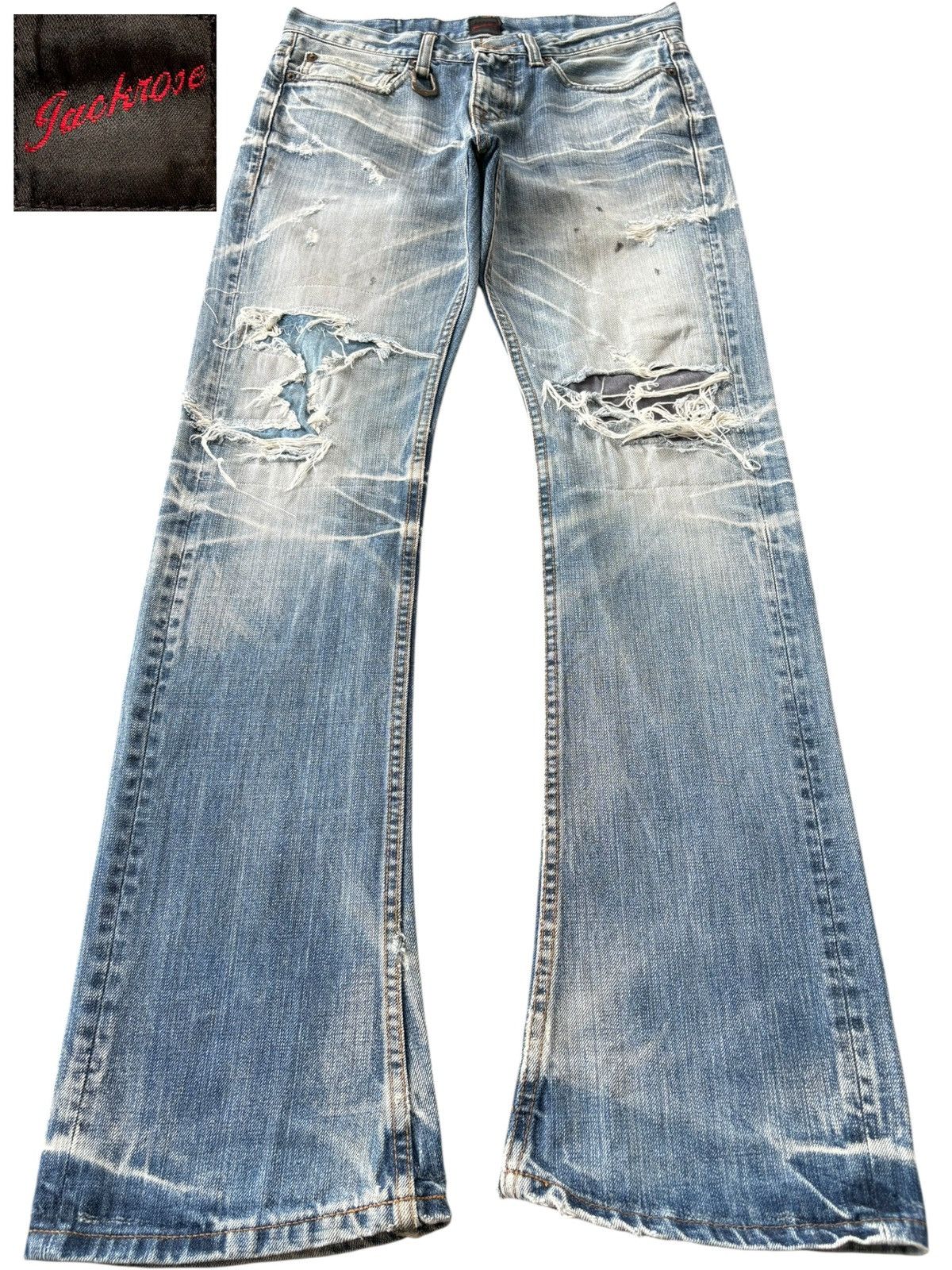 JACKROSE RARE VTG Jackrose Crazy Fade Patched Flare Jeans Size US 31 - 1 Thumbnail