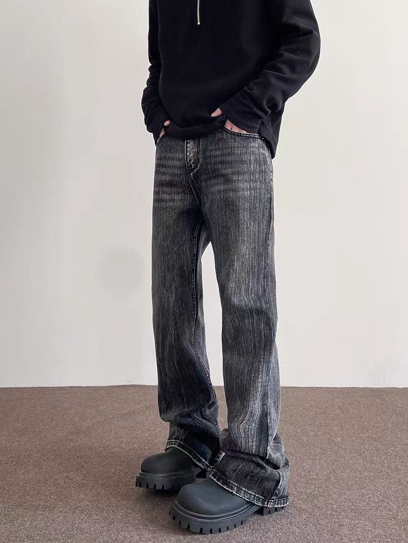 Japanese Brand × Jean Washed and distressed straight leg micro flare jeans Size US 30 / EU 46 - 2 Thumbnail