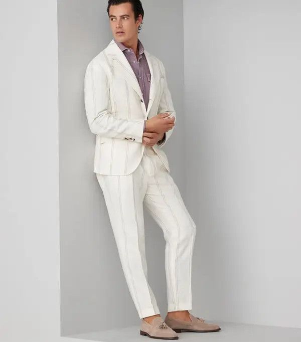 Brunello Cucinelli o1y0526 Single-breasted Blazer in White Size US L / EU 52-54 / 3 - 3 Thumbnail