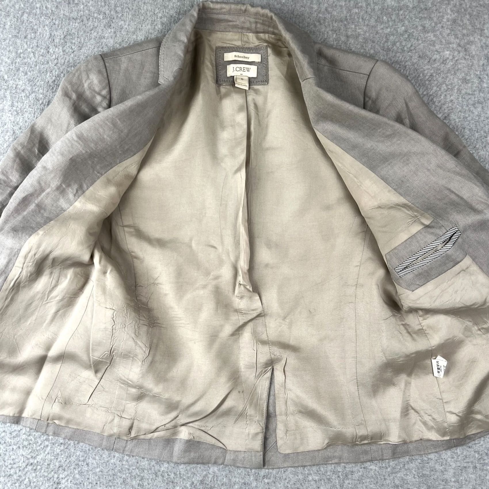 J.Crew J Crew Blazer Jacket Womens 0 Beige 100% Linen Schoolboy Sport Coat READ Size XS / US 0-2 / IT 36-38 - 3 Thumbnail