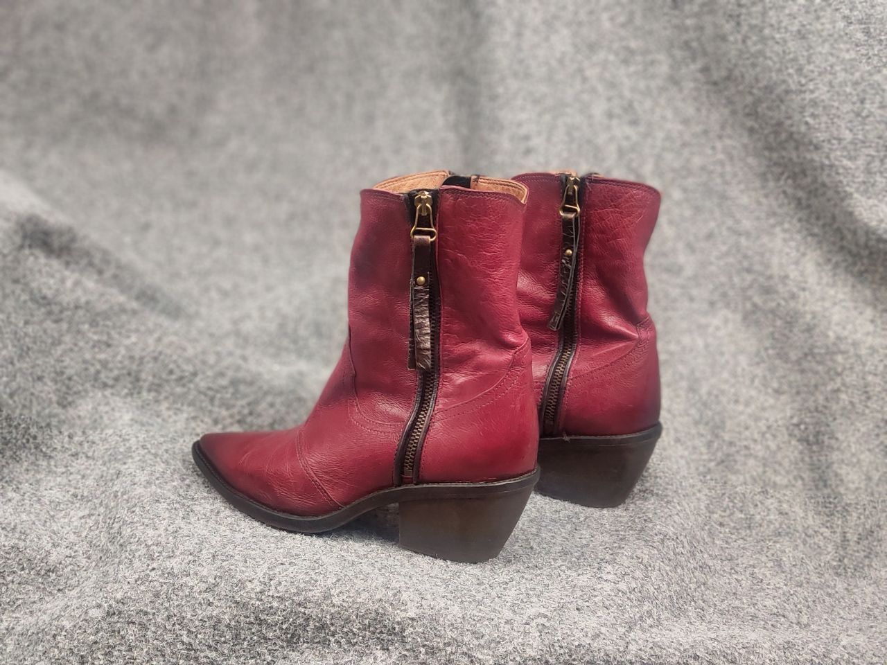 A.S.98 A.S.98 Design Charlie Red Leather Zip Ankle Western Boots Size US 9 / IT 39 - 9 Thumbnail
